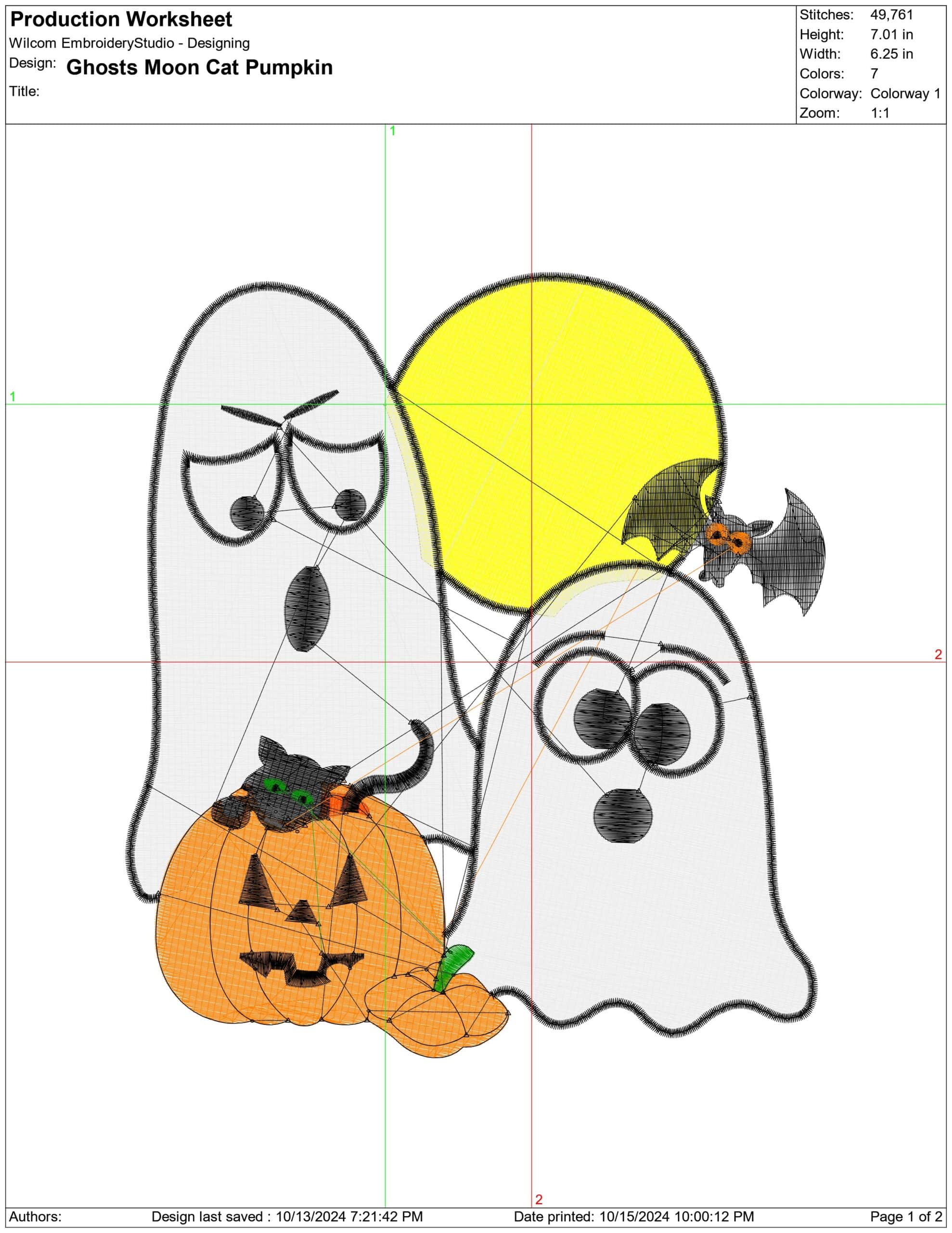 Ghost and Bat- Halloween embroidery design - embroidery file - instant download — view 2
