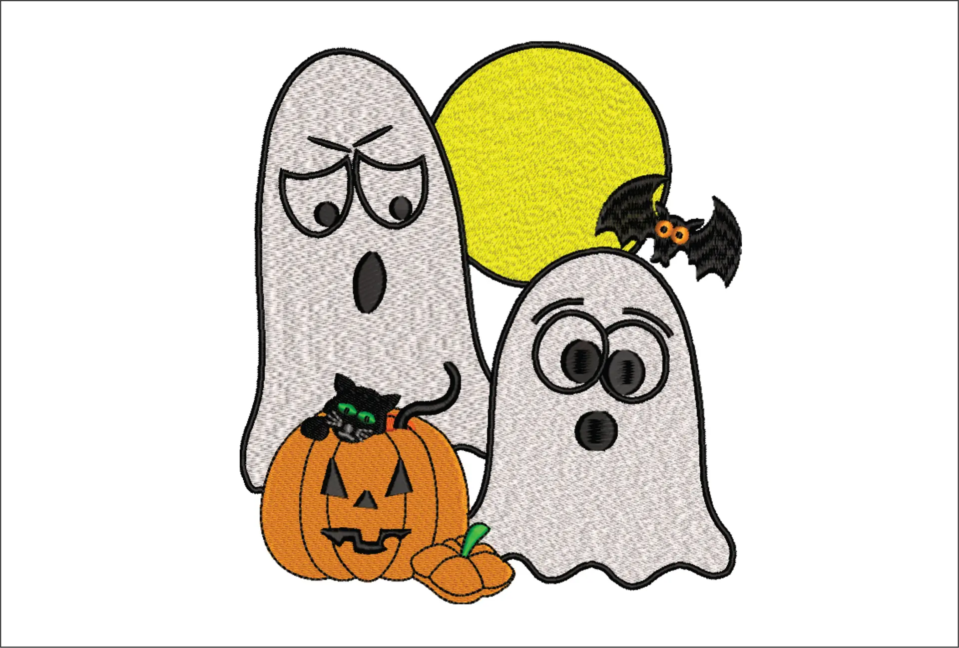 Ghost and Bat- Halloween embroidery design - embroidery file - instant download