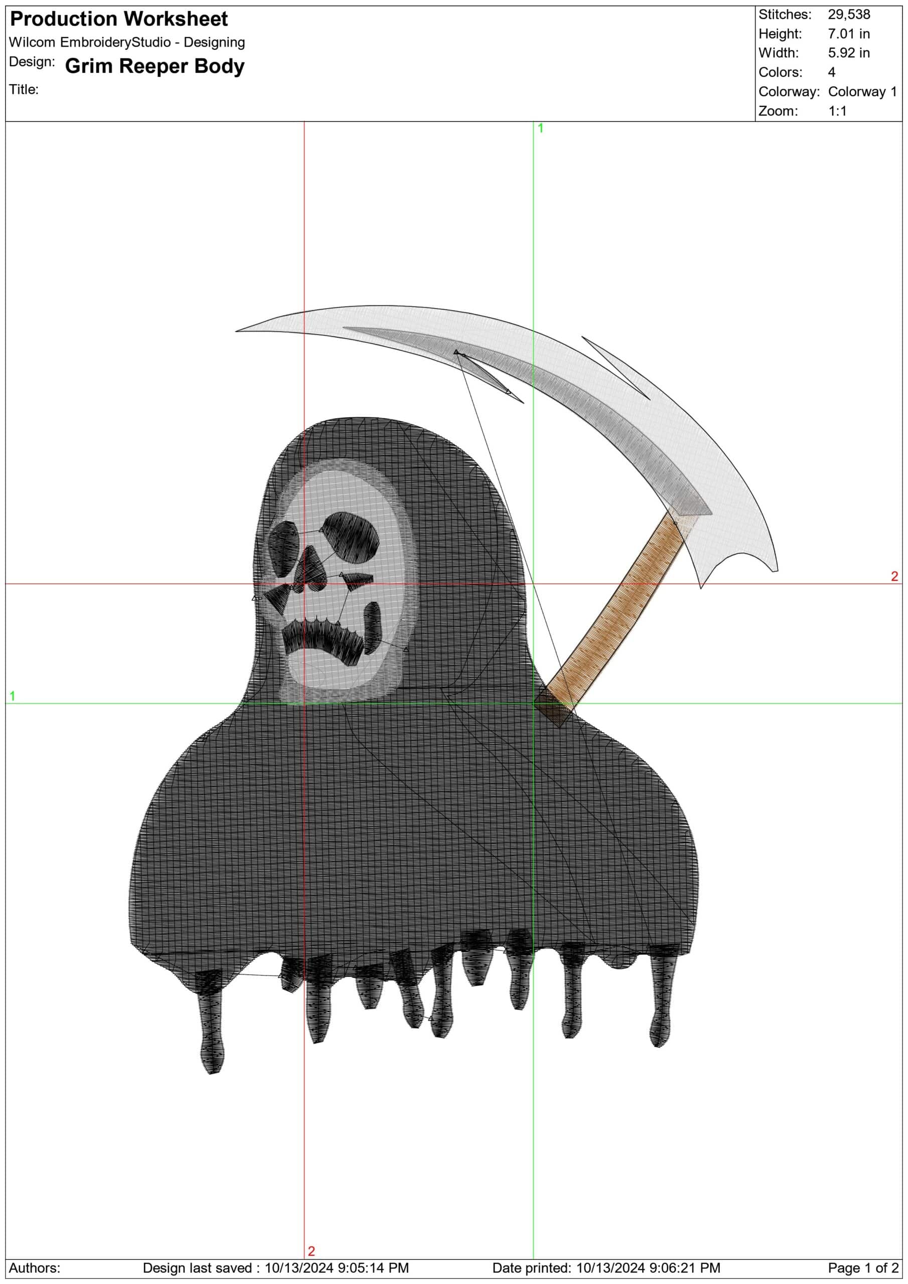 Grim Reaper Body- Halloween embroidery design - embroidery file - instant download — view 2