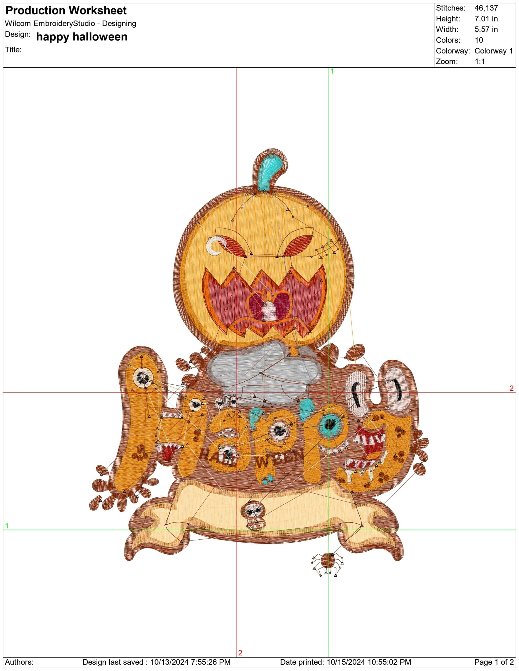 Happy Halloween Pumpkin - Halloween embroidery design - embroidery file - instant download — view 2