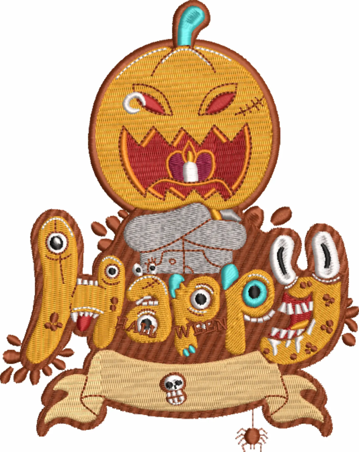 Happy Halloween Pumpkin - Halloween embroidery design - embroidery file - instant download — view 4