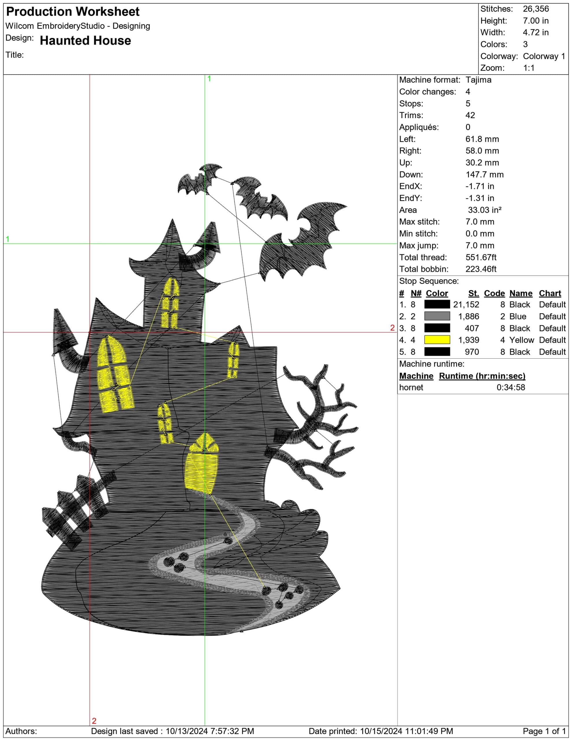 Haunted House - Halloween embroidery design - embroidery file - instant download — view 2
