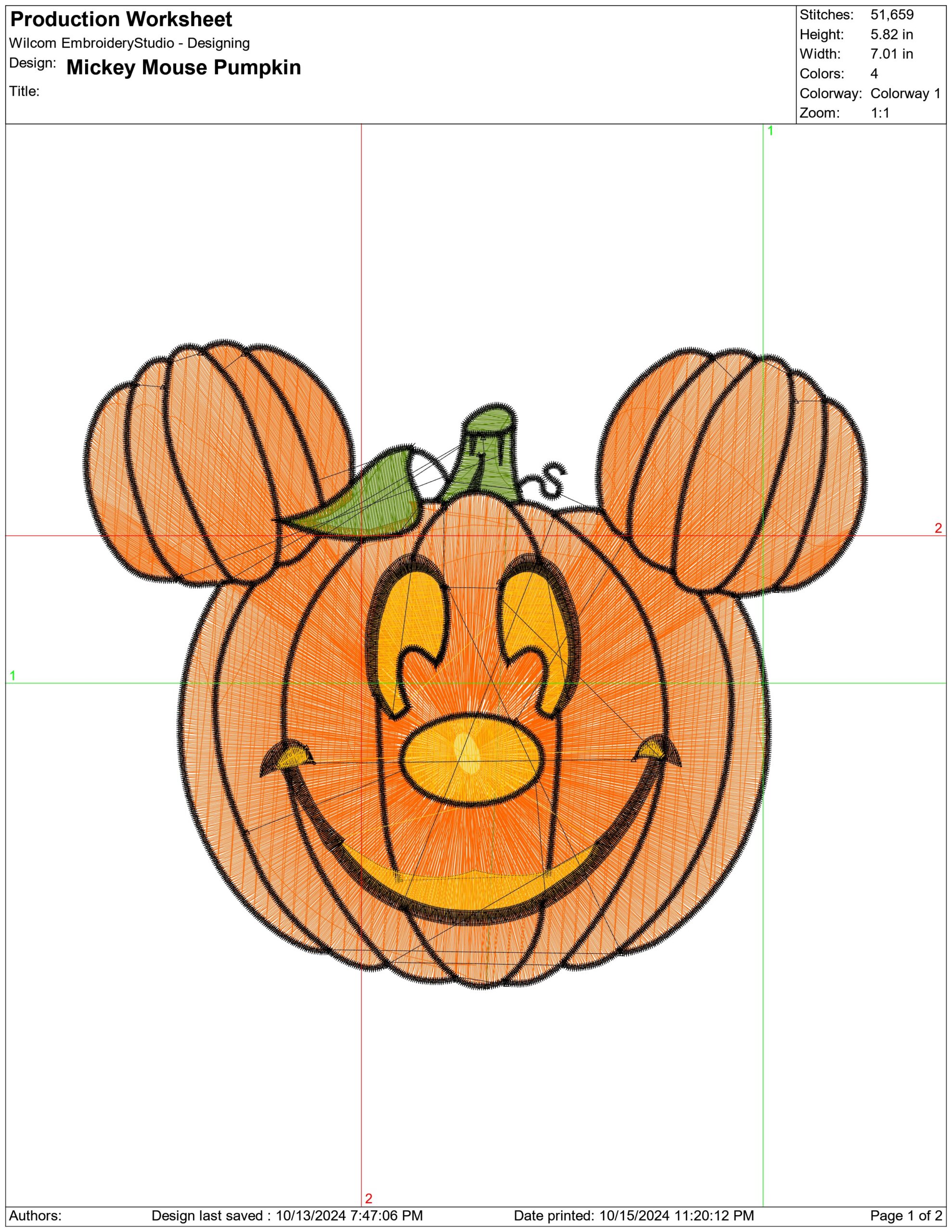 Halloween Mickey Mouse Pumpkin - Halloween embroidery design - embroidery file - instant download — view 2