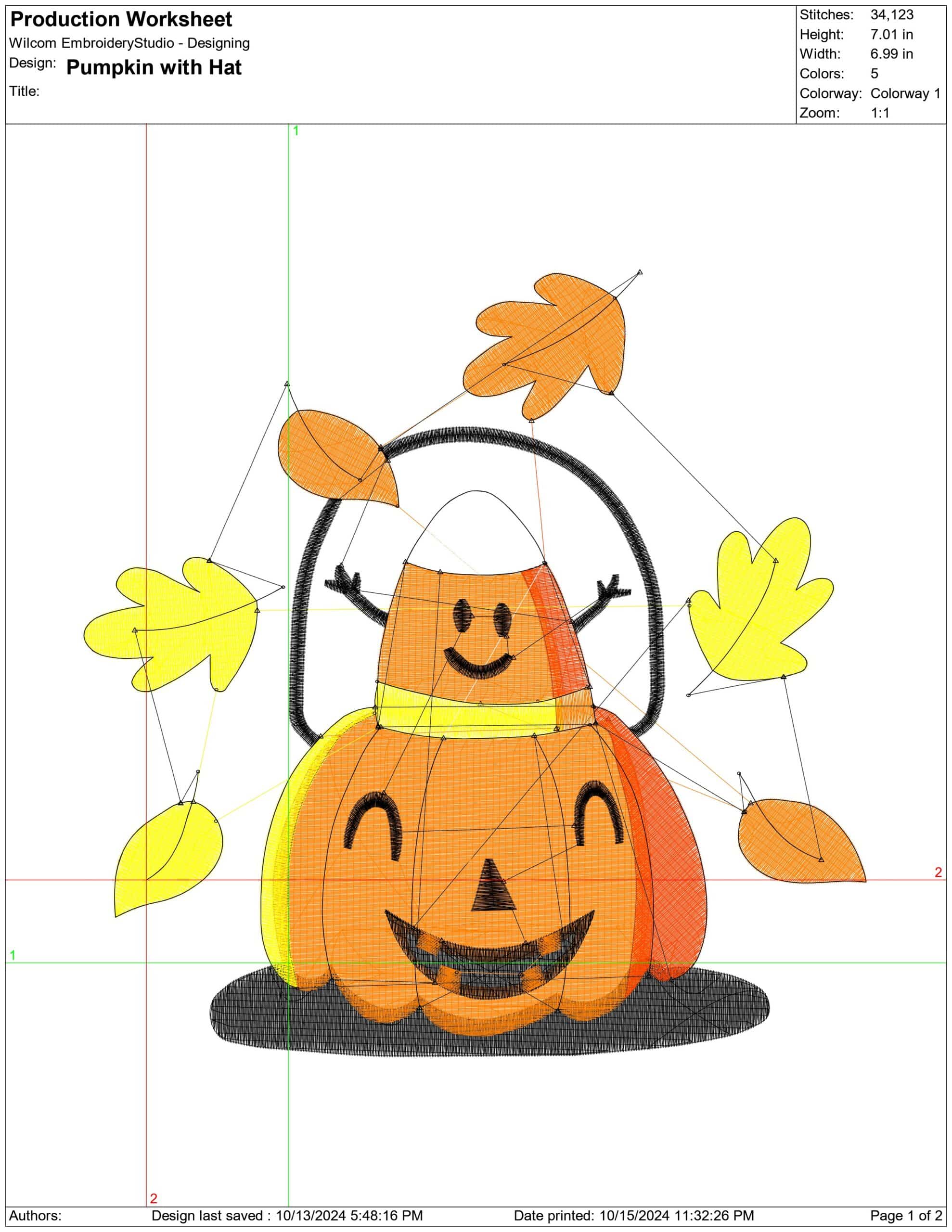Pumpkin with Hat- Halloween embroidery design - embroidery file - instant download — view 2