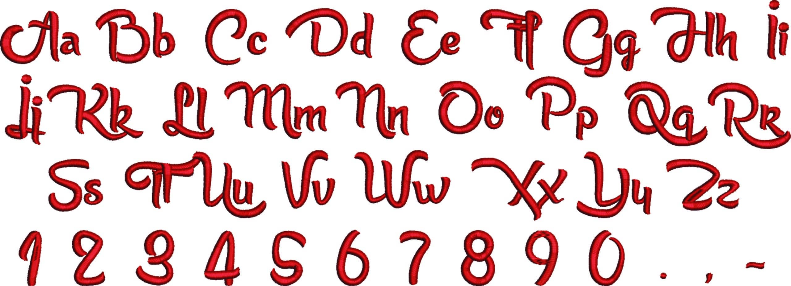 Annabelle Embroidery Font Set - 1" 1.5" 2" 2.5" 3" and 4" - Machine Embroidery Alphabet Font - instant download — view 3