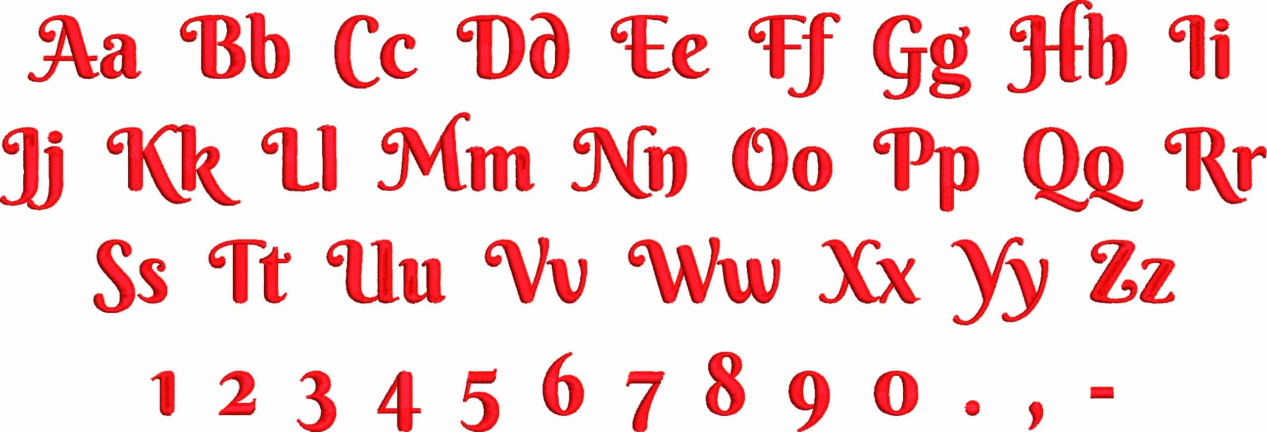 Berkshire Swash Embroidery Font Set - 1" 1.5" 2" 2.5" 3" and 4" - Machine Embroidery Alphabet Font - instant download — view 6