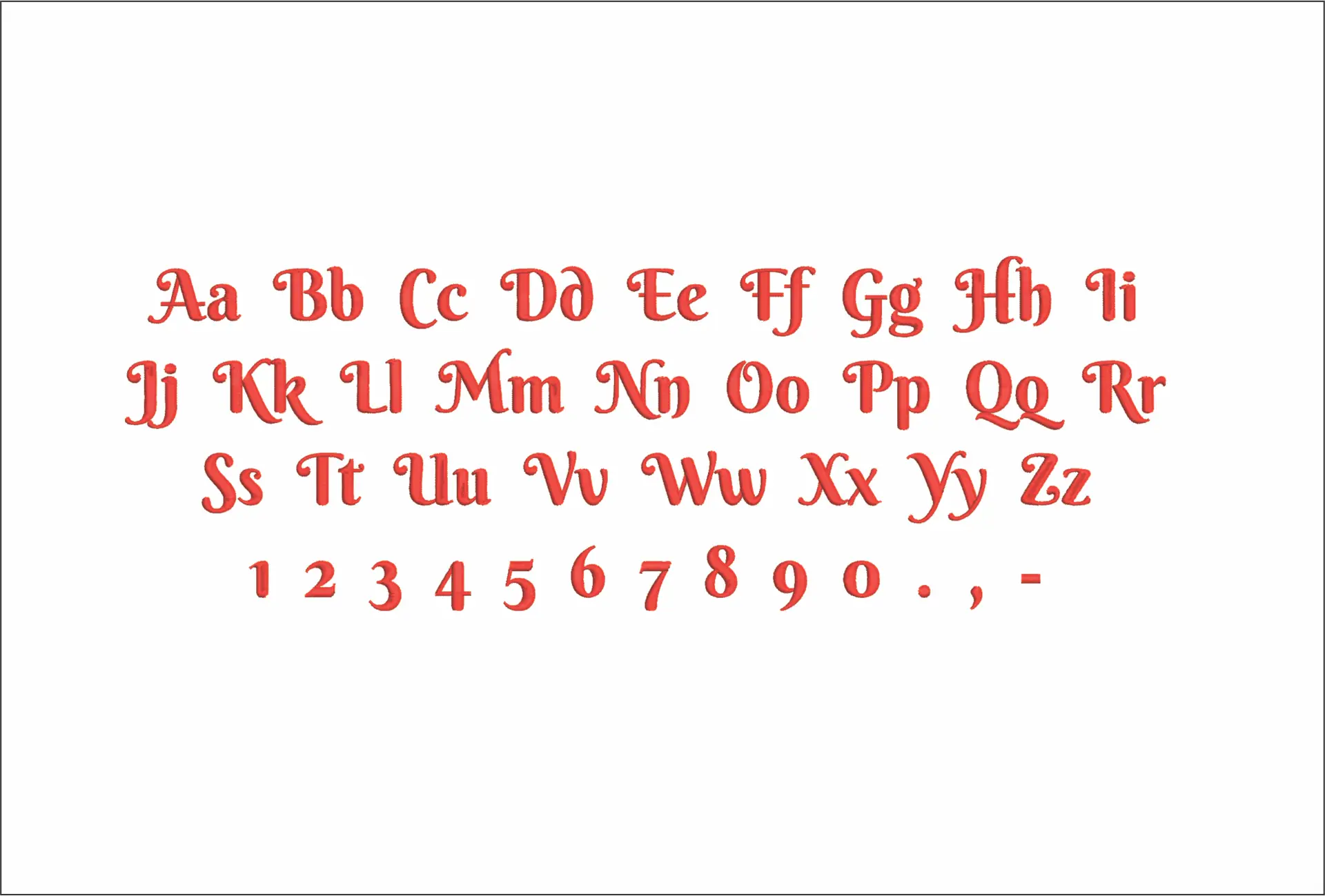 Berkshire Swash Embroidery Font Set - 1" 1.5" 2" 2.5" 3" and 4" - Machine Embroidery Alphabet Font - instant download — view 4