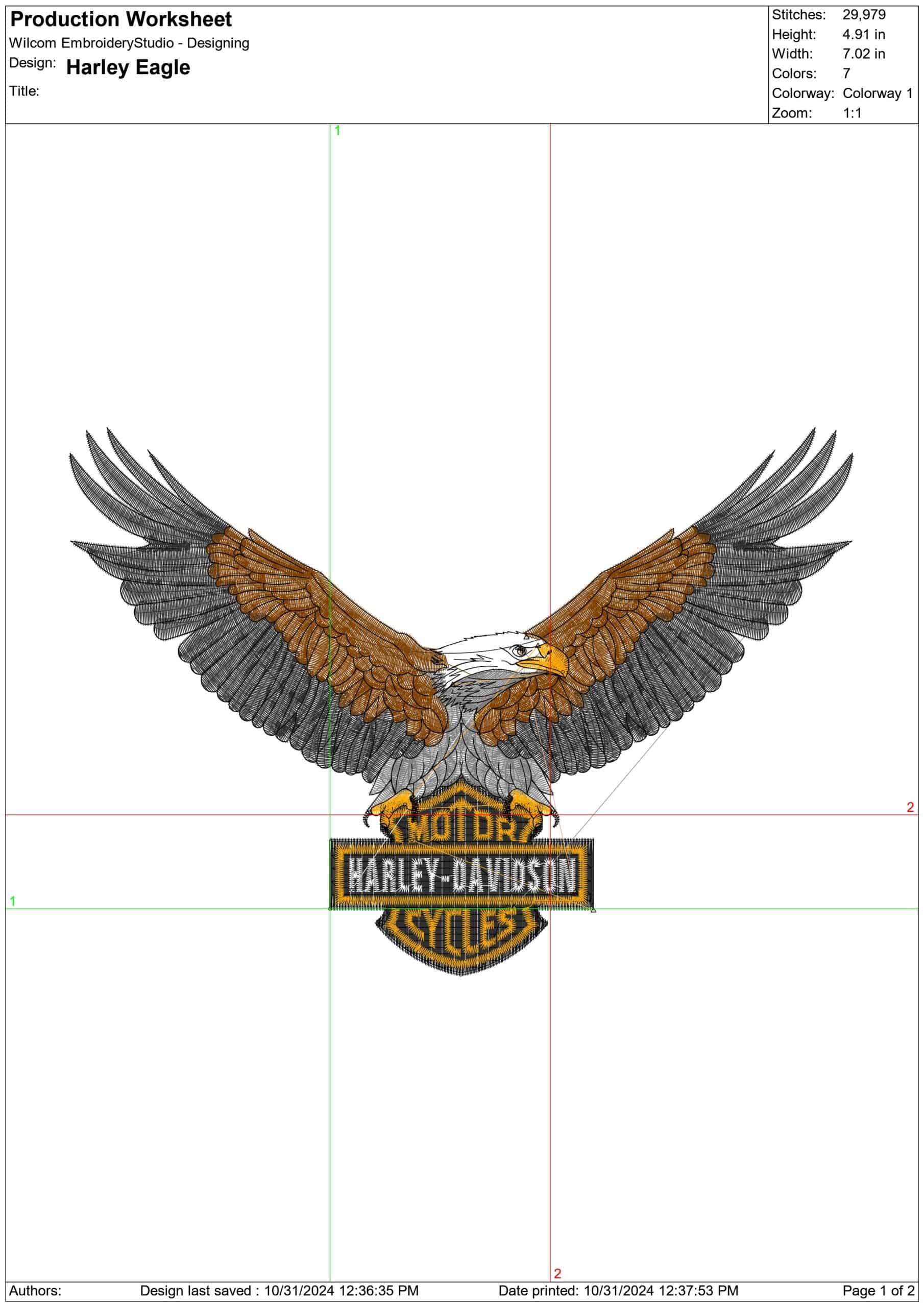 Harley Davidson Embroidery Eagle Motorbike Logo design - Harley USA Bike Company machine pattern embroidery file instant download — view 2