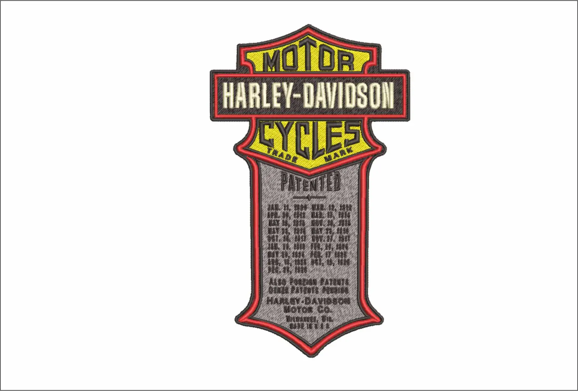 Harley Davidson Embroidery Patent Motorbike Logo design - Harley USA Bike Company machine pattern embroidery file instant download
