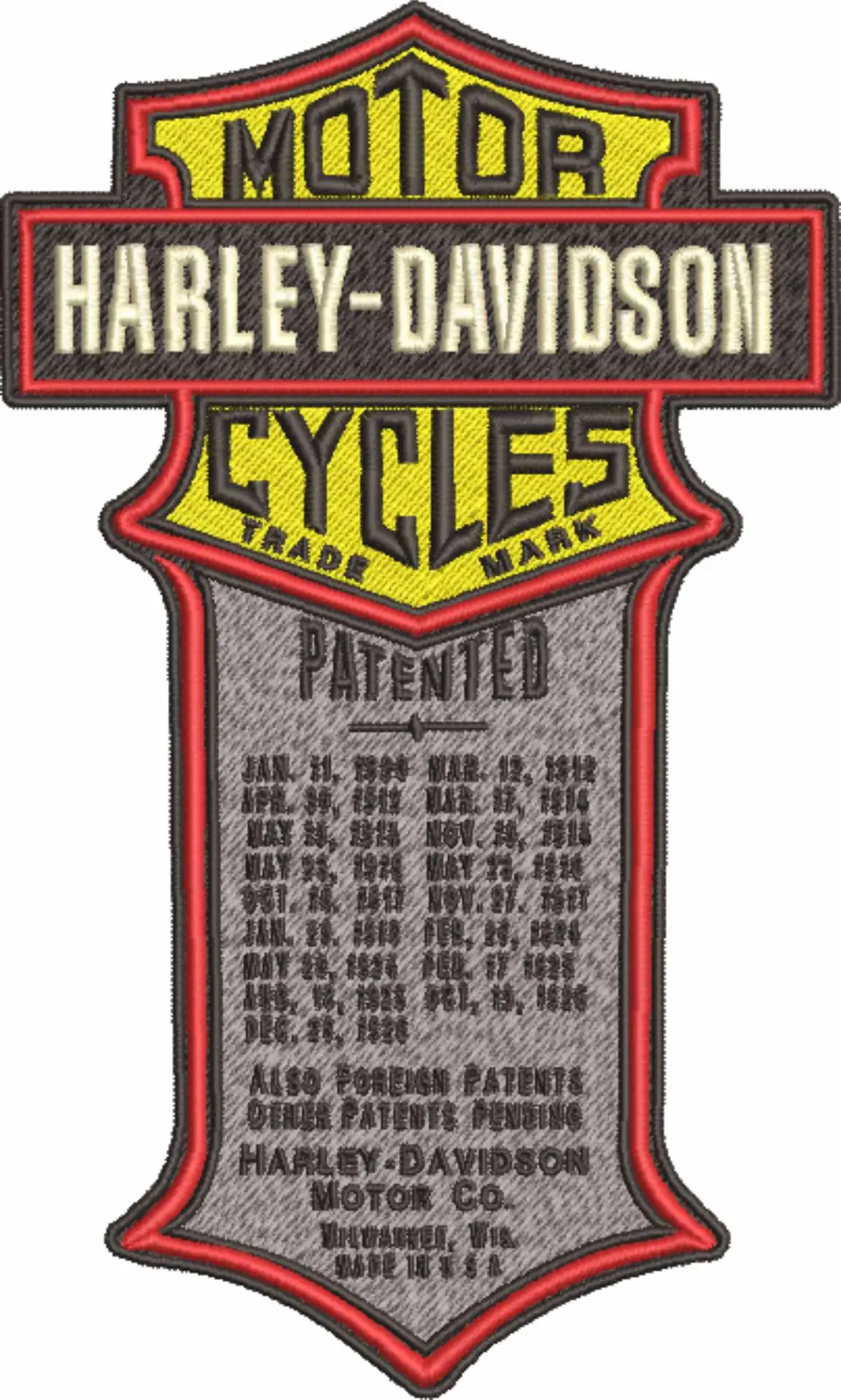 Harley Davidson Embroidery Patent Motorbike Logo design - Harley USA Bike Company machine pattern embroidery file instant download — view 3