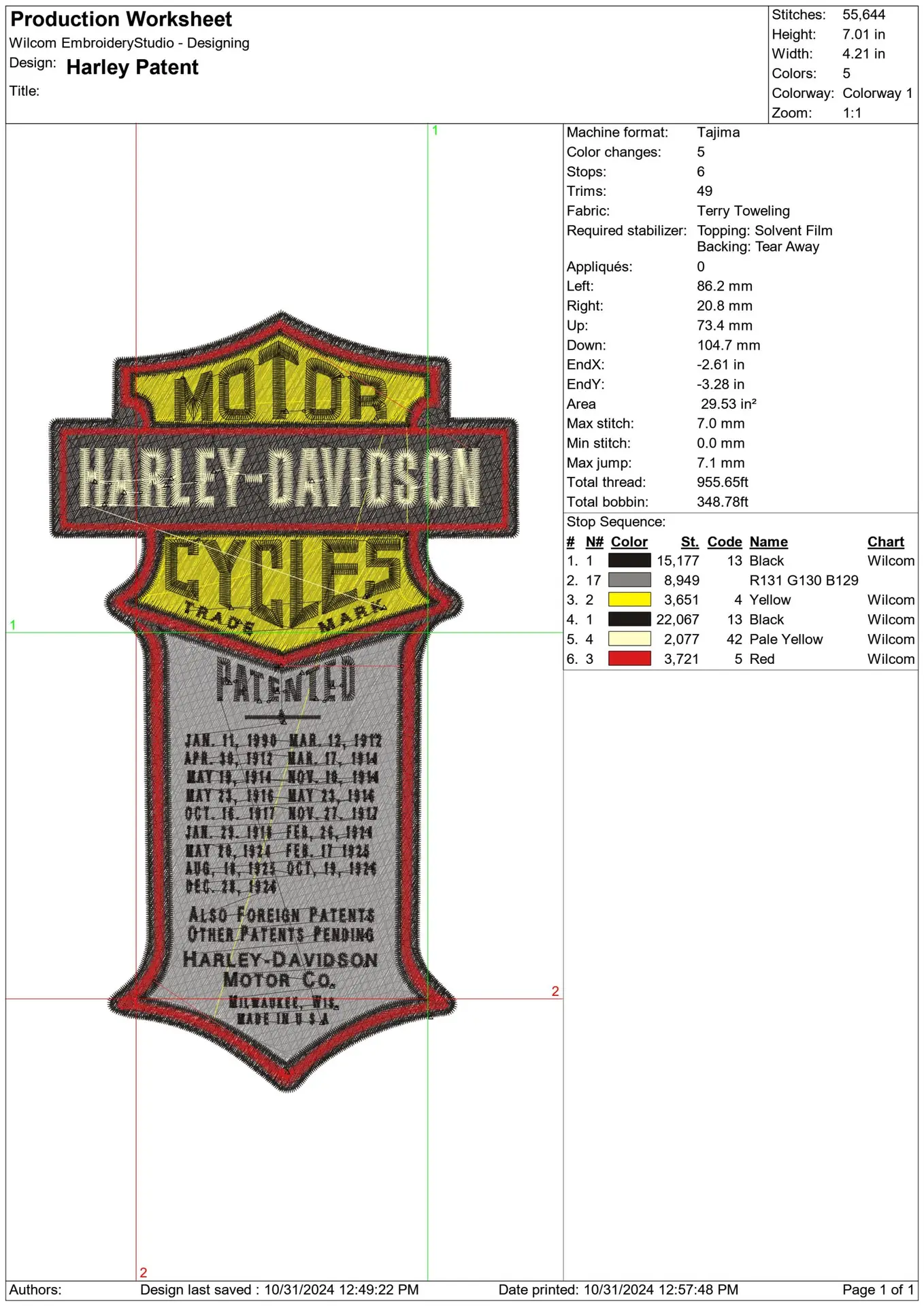 Harley Davidson Embroidery Patent Motorbike Logo design - Harley USA Bike Company machine pattern embroidery file instant download — view 2