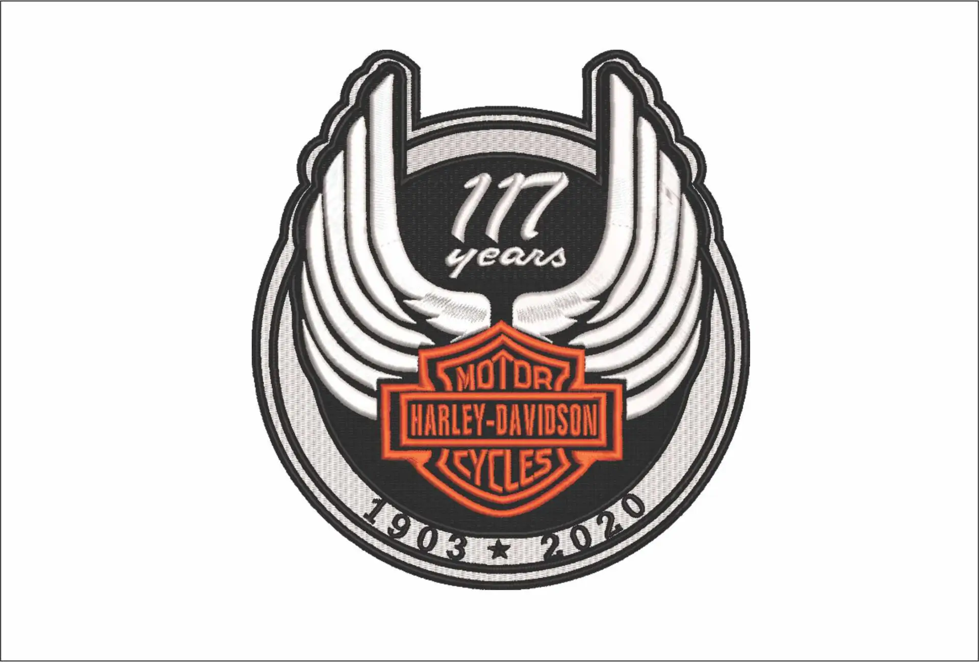 Harley Davidson Embroidery 117 years Motorbike Logo design - Harley USA Bike Company machine pattern embroidery file instant download