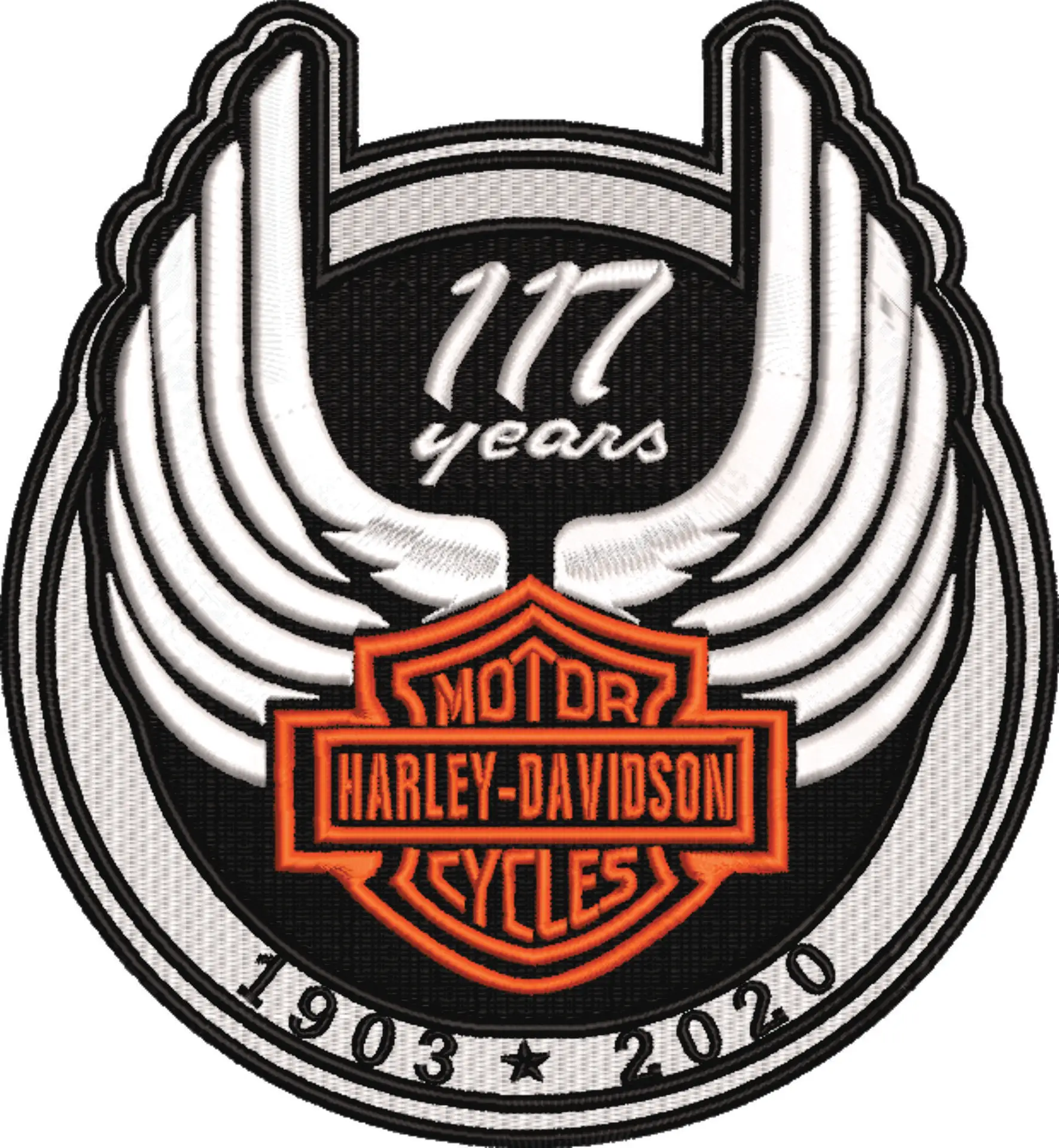 Harley Davidson Embroidery 117 years Motorbike Logo design - Harley USA Bike Company machine pattern embroidery file instant download — view 4