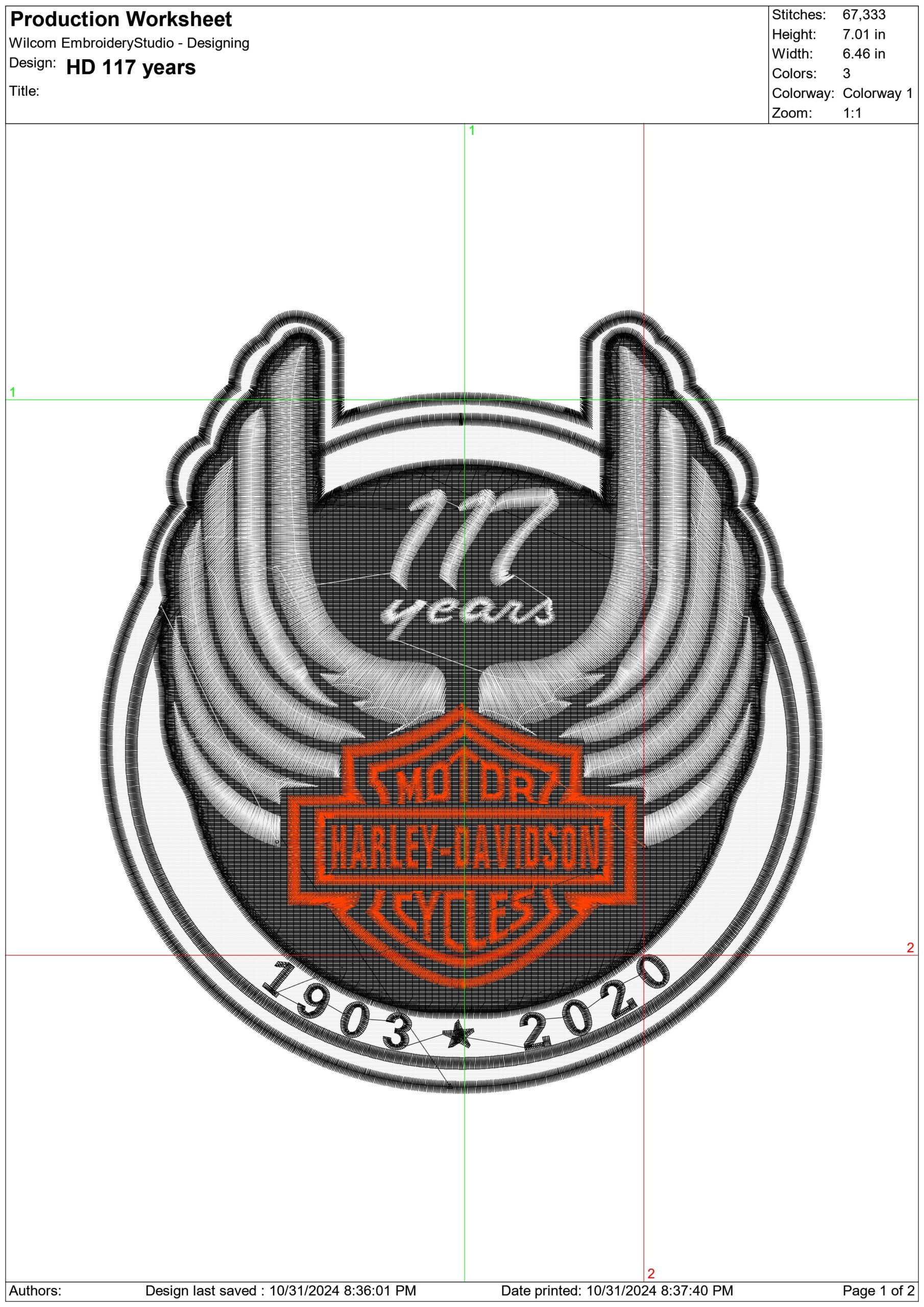 Harley Davidson Embroidery 117 years Motorbike Logo design - Harley USA Bike Company machine pattern embroidery file instant download — view 2
