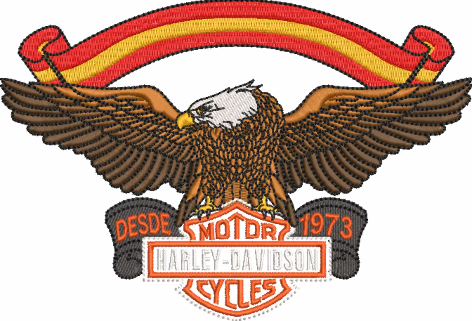 Harley Davidson Embroidery 1973 Espana Motorbike Logo design - Harley USA Bike Company machine pattern embroidery file instant download — view 4