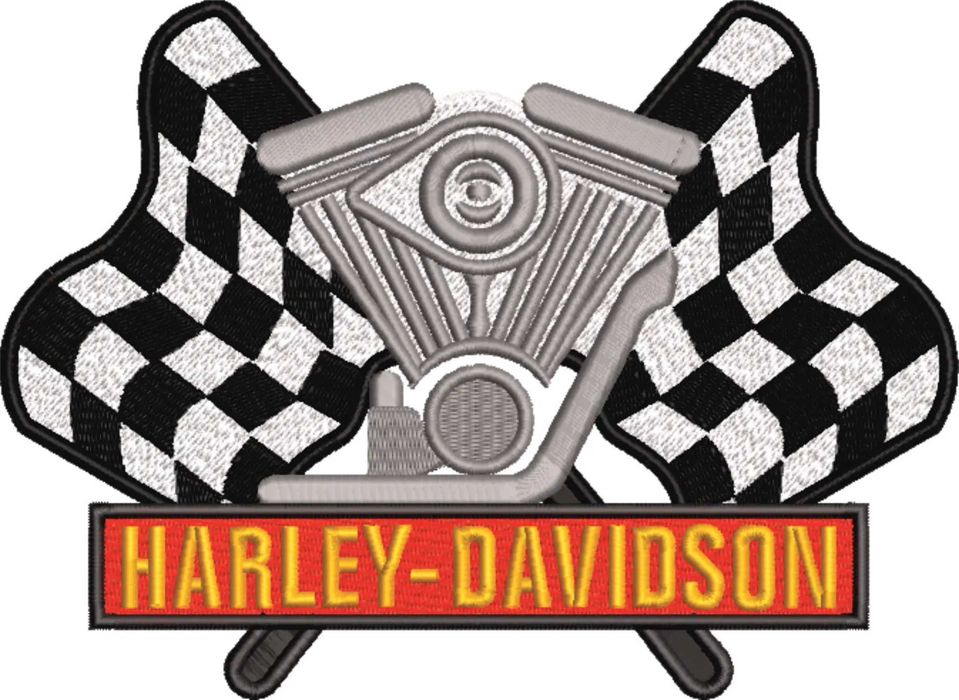 Harley Davidson Embroidery Checkered Flag Motorbike Logo design - Harley USA Bike Company machine pattern embroidery file instant download — view 4