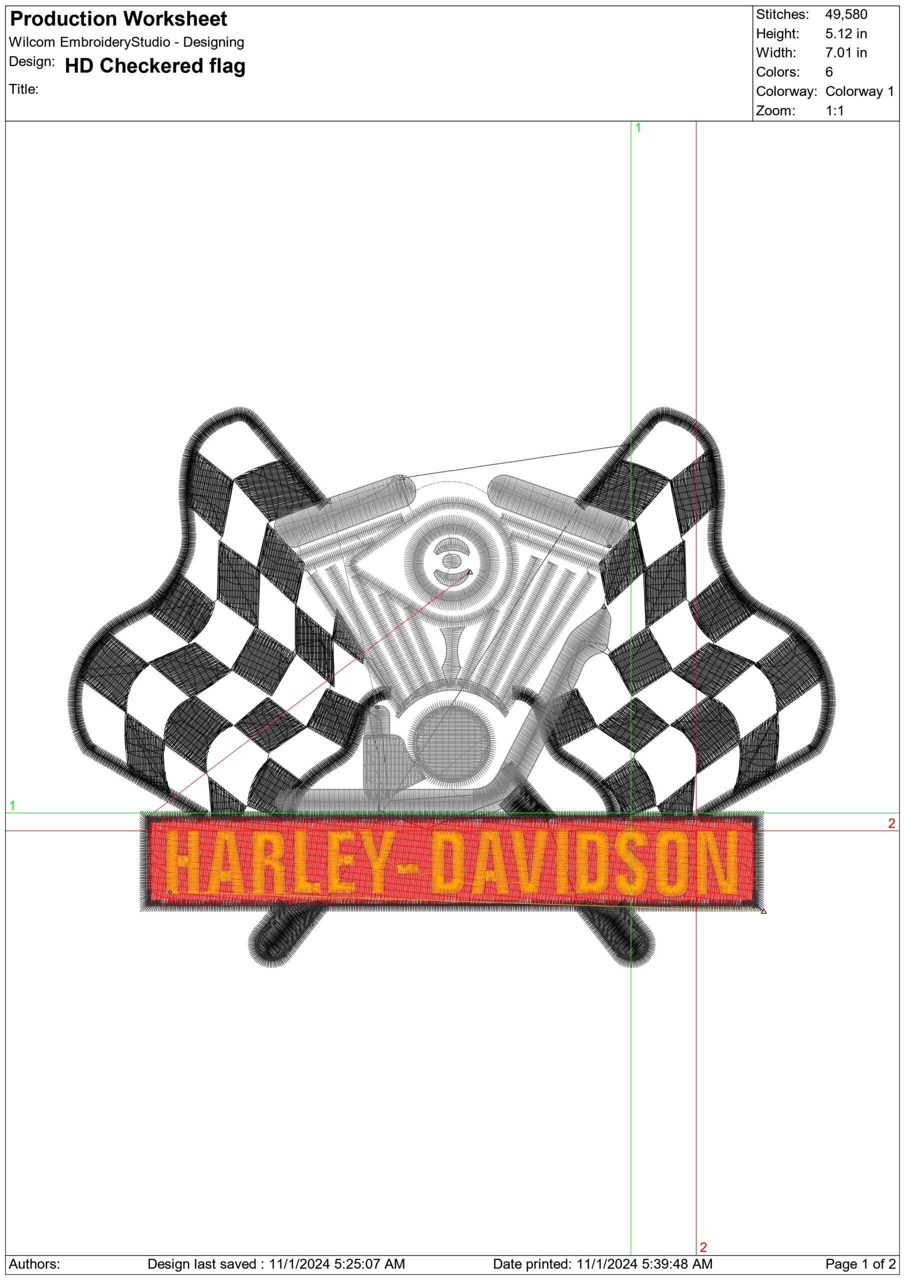 Harley Davidson Embroidery Checkered Flag Motorbike Logo design - Harley USA Bike Company machine pattern embroidery file instant download — view 2