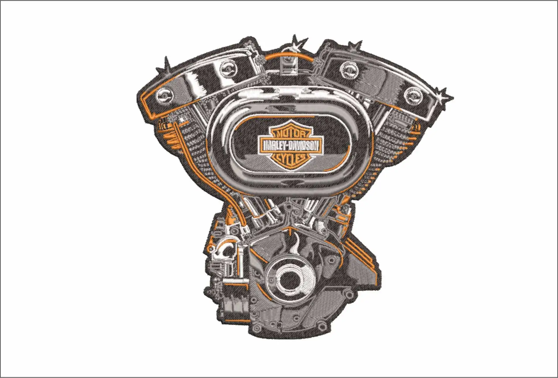 Harley Davidson Embroidery Detailed Engine Motorbike Logo design - Harley USA Bike Company machine pattern embroidery file instant download