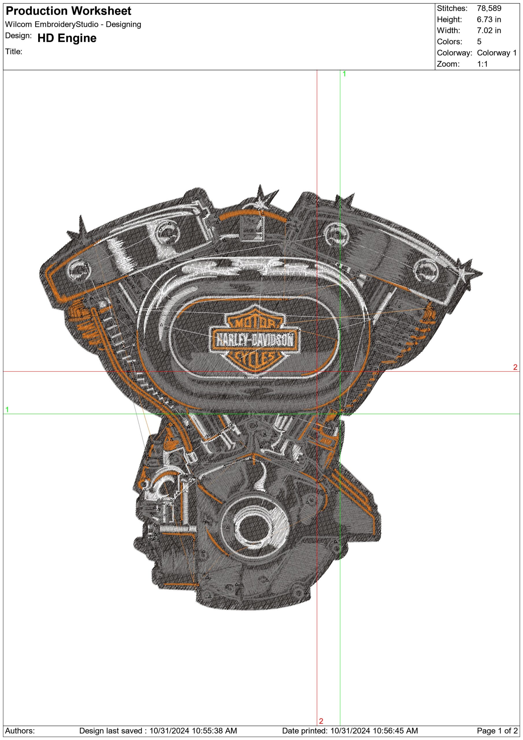 Harley Davidson Embroidery Detailed Engine Motorbike Logo design - Harley USA Bike Company machine pattern embroidery file instant download — view 2