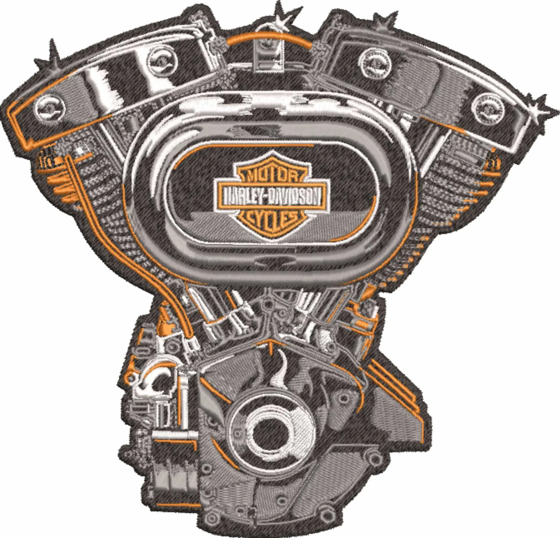 Harley Davidson Embroidery Detailed Engine Motorbike Logo design - Harley USA Bike Company machine pattern embroidery file instant download — view 4