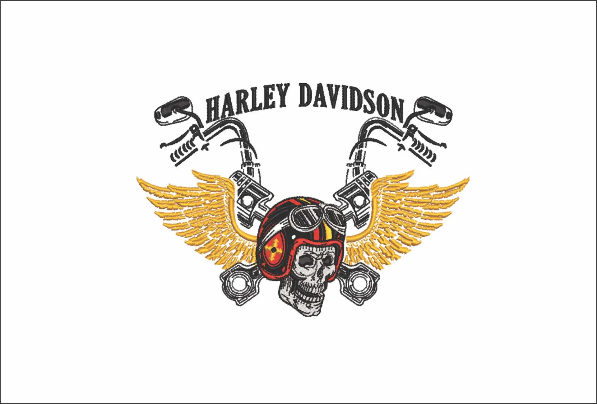 Harley Davidson Embroidery Skull Pistons Motorbike Logo design - Harley USA Bike Company machine pattern embroidery file instant download