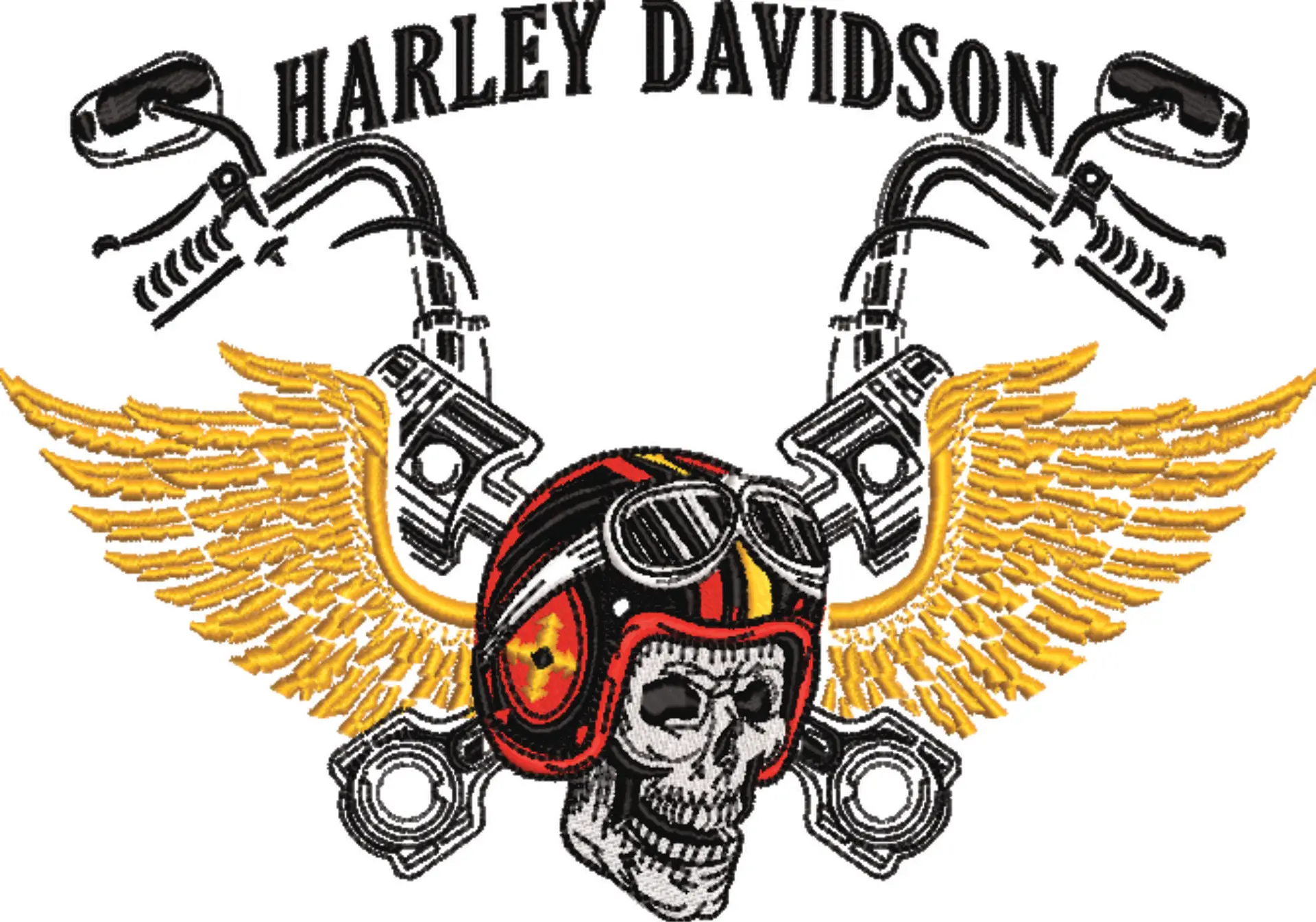 Harley Davidson Embroidery Skull Pistons Motorbike Logo design - Harley USA Bike Company machine pattern embroidery file instant download — view 4