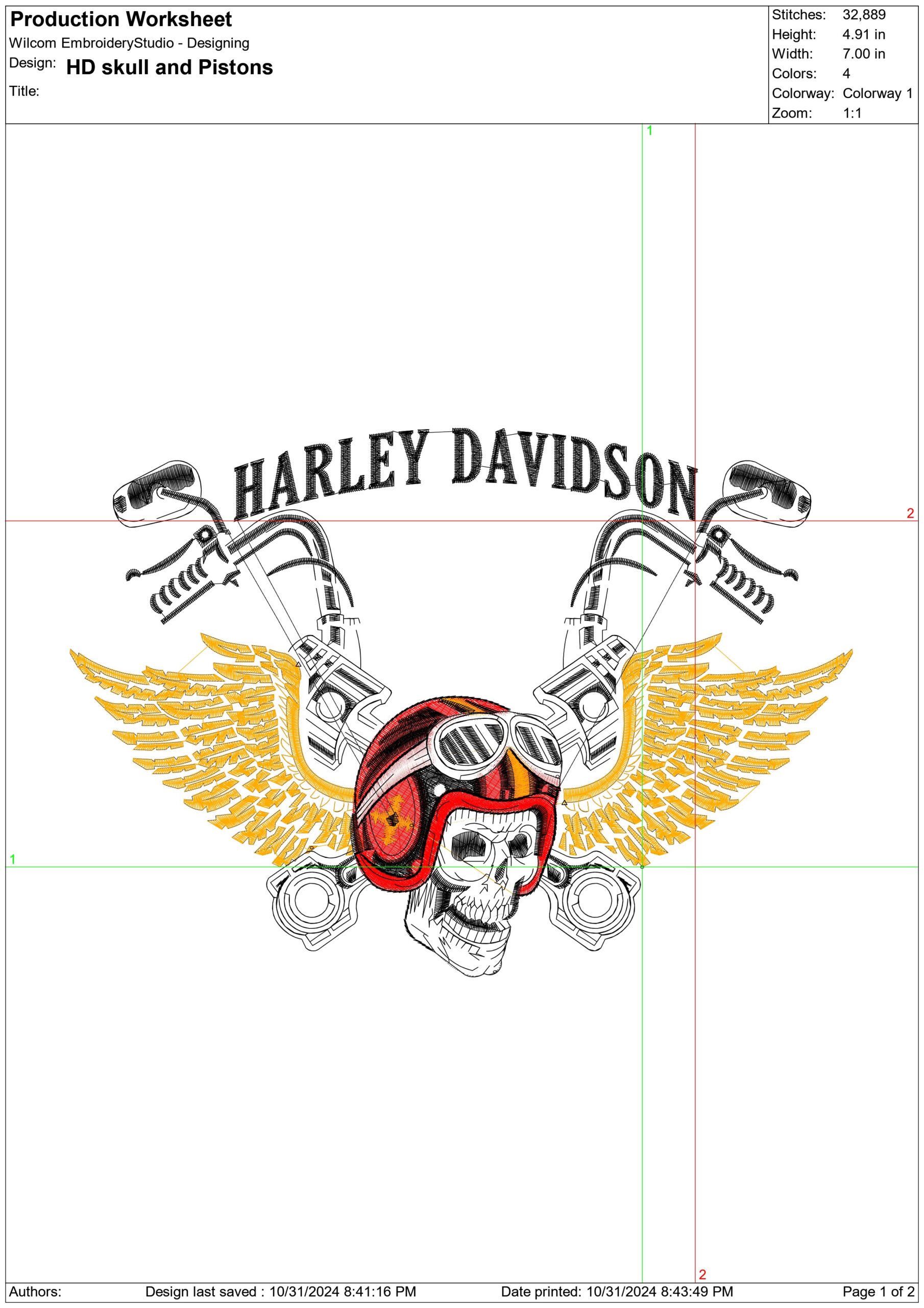 Harley Davidson Embroidery Skull Pistons Motorbike Logo design - Harley USA Bike Company machine pattern embroidery file instant download — view 2
