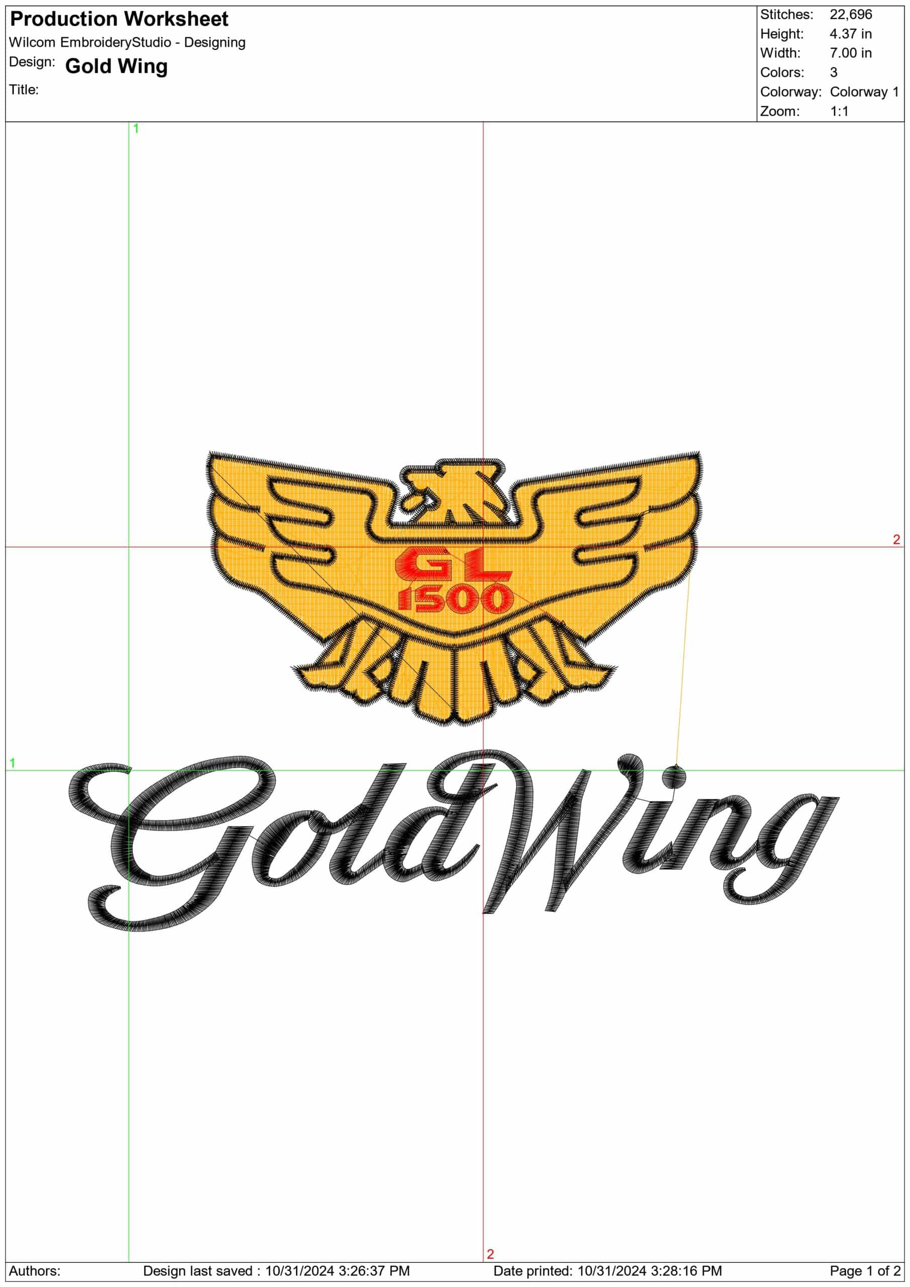 Honda Goldwing Motorbike Embroidery design - Motor Bike Company machine pattern embroidery file instant download — view 2