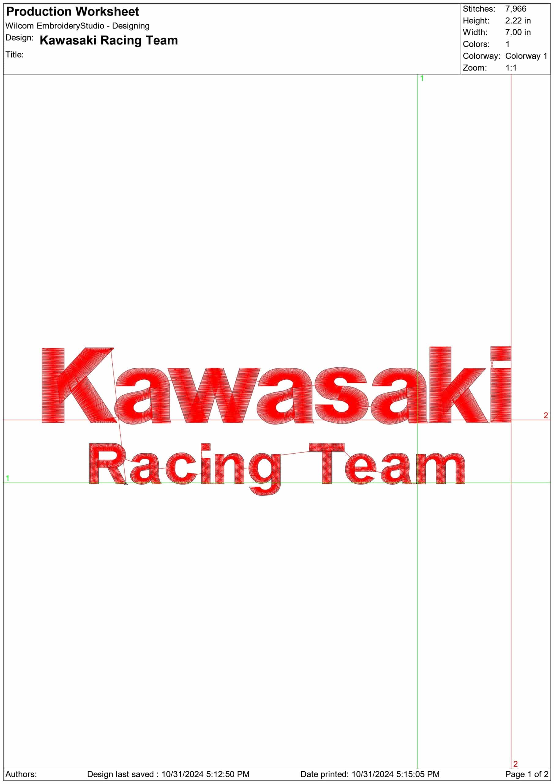 Kawasaki Racing Team Motorbike Embroidery design - Motor Bike Company machine pattern embroidery file instant download — view 2