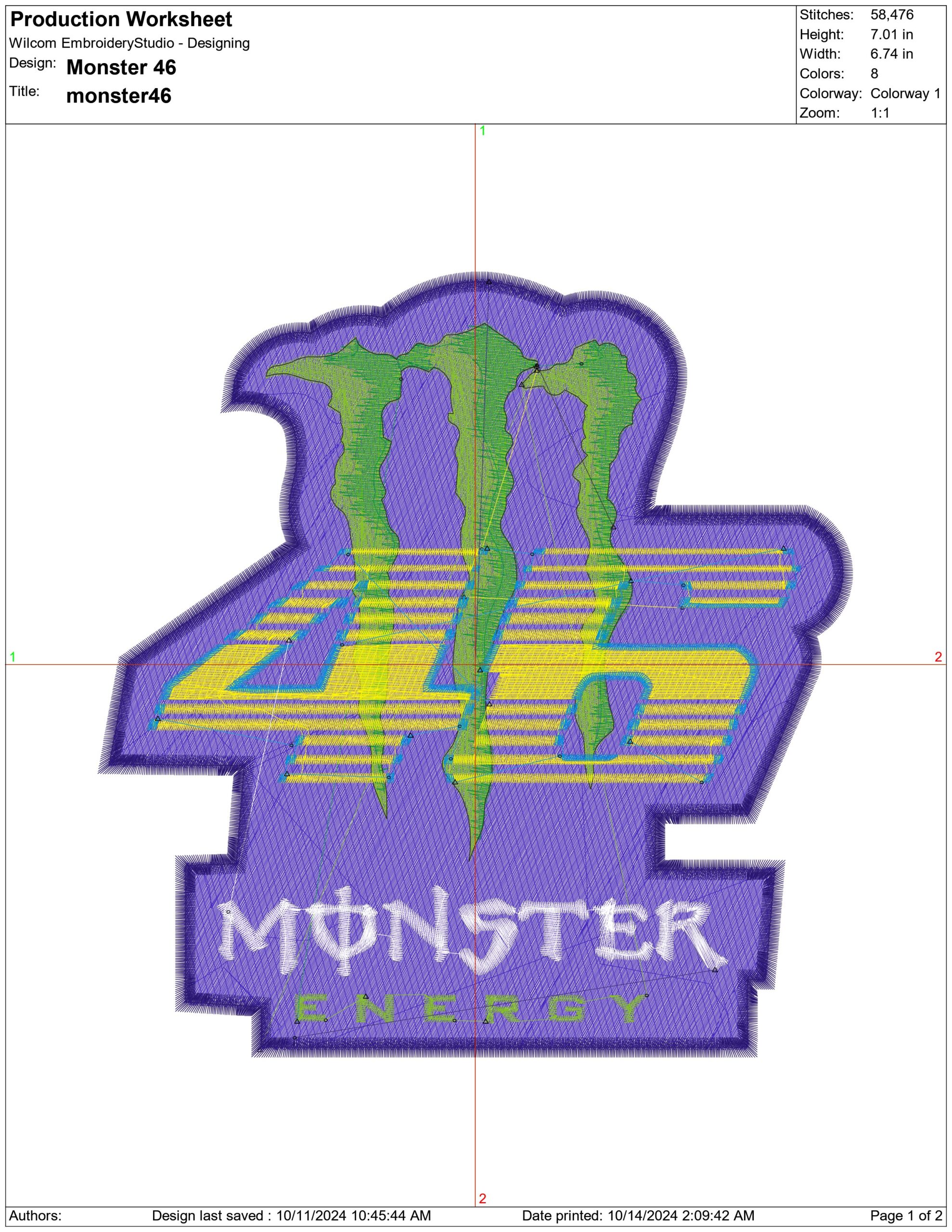 Monster Energy Valentino Rossi 46 Motorbike Embroidery design - Motor Bike Company machine pattern embroidery file instant download — view 2