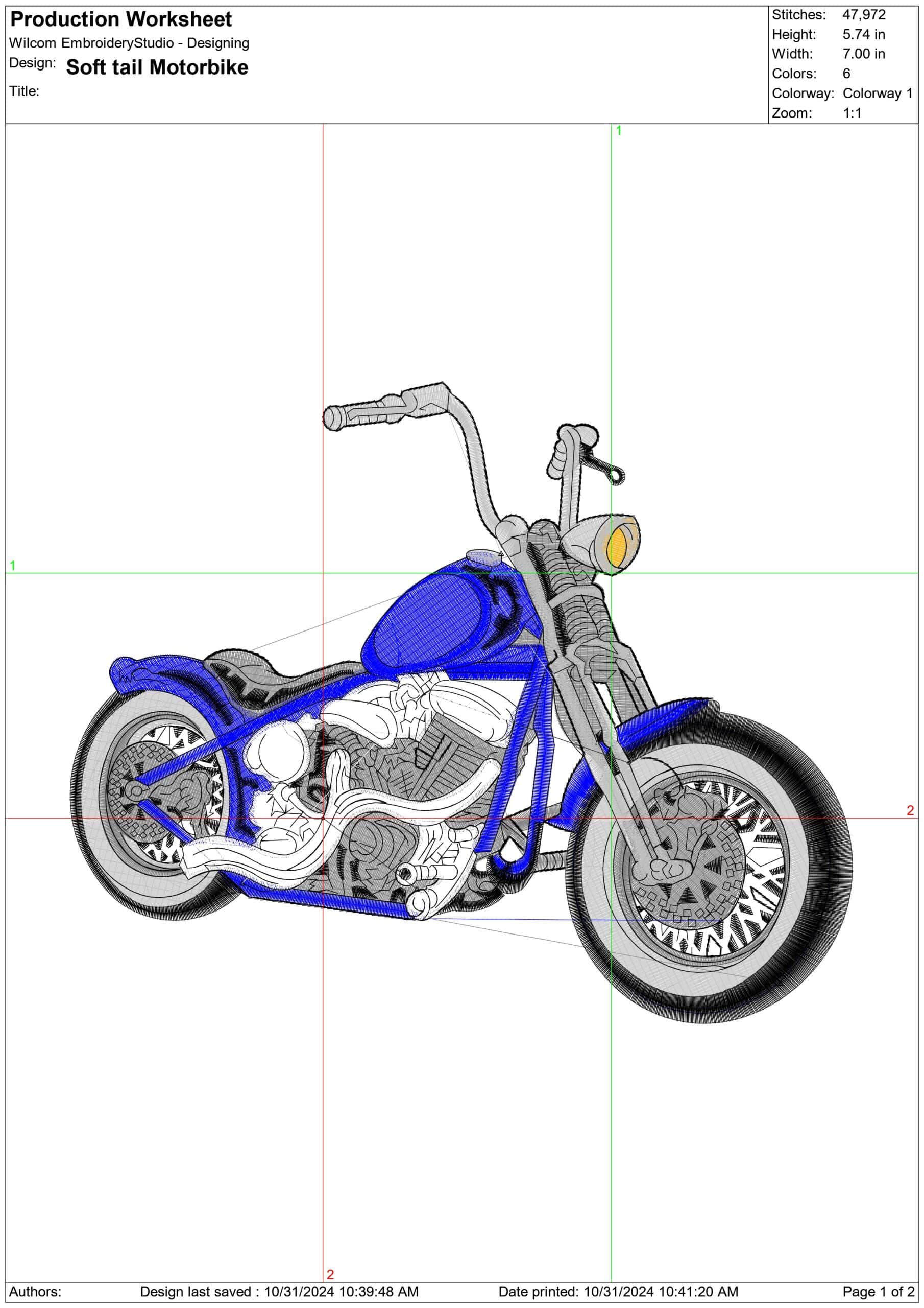 Soft tail Motorbike Embroidery design - Motor Bike Company machine pattern embroidery file instant download — view 2