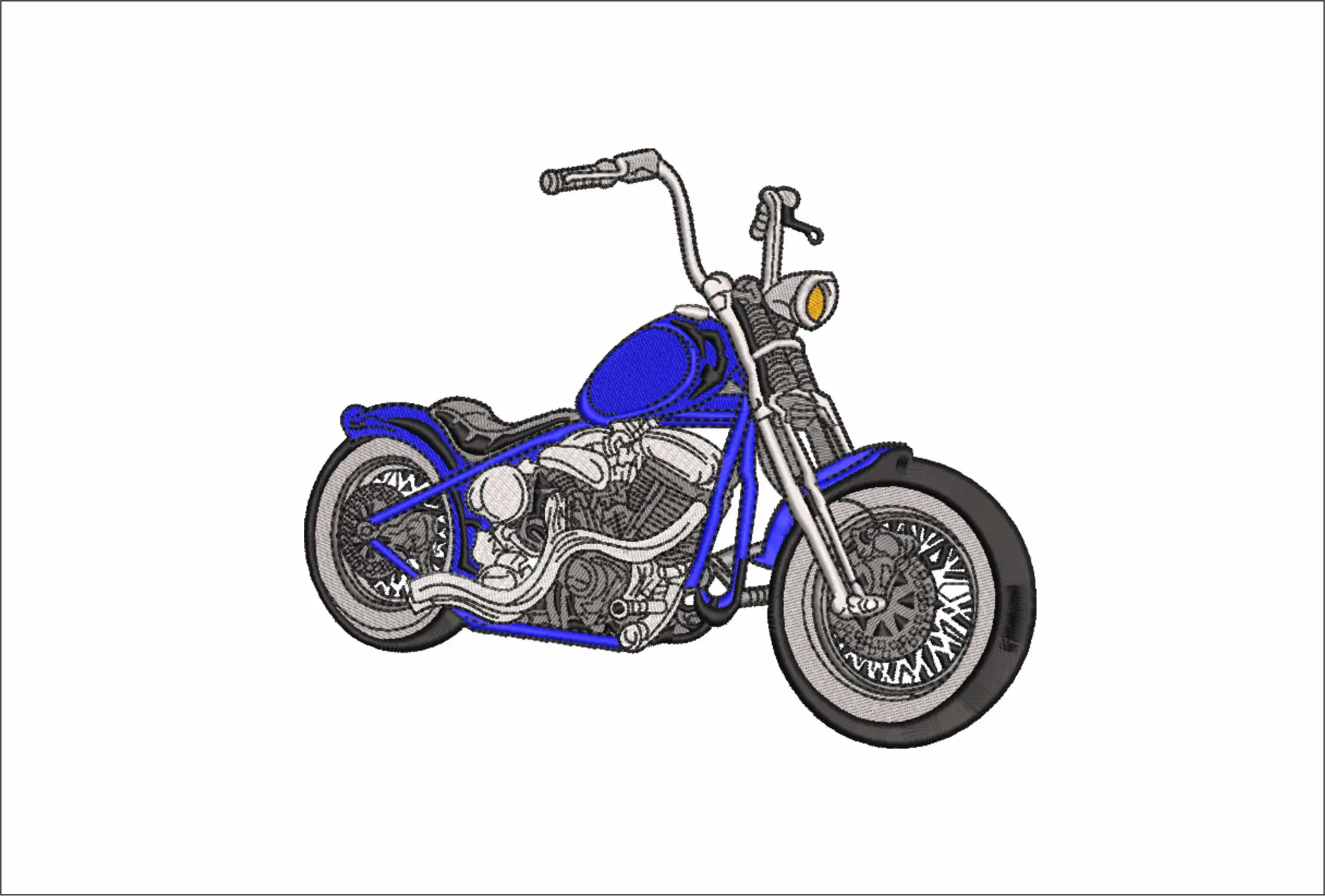 Soft tail Motorbike Embroidery design - Motor Bike Company machine pattern embroidery file instant download