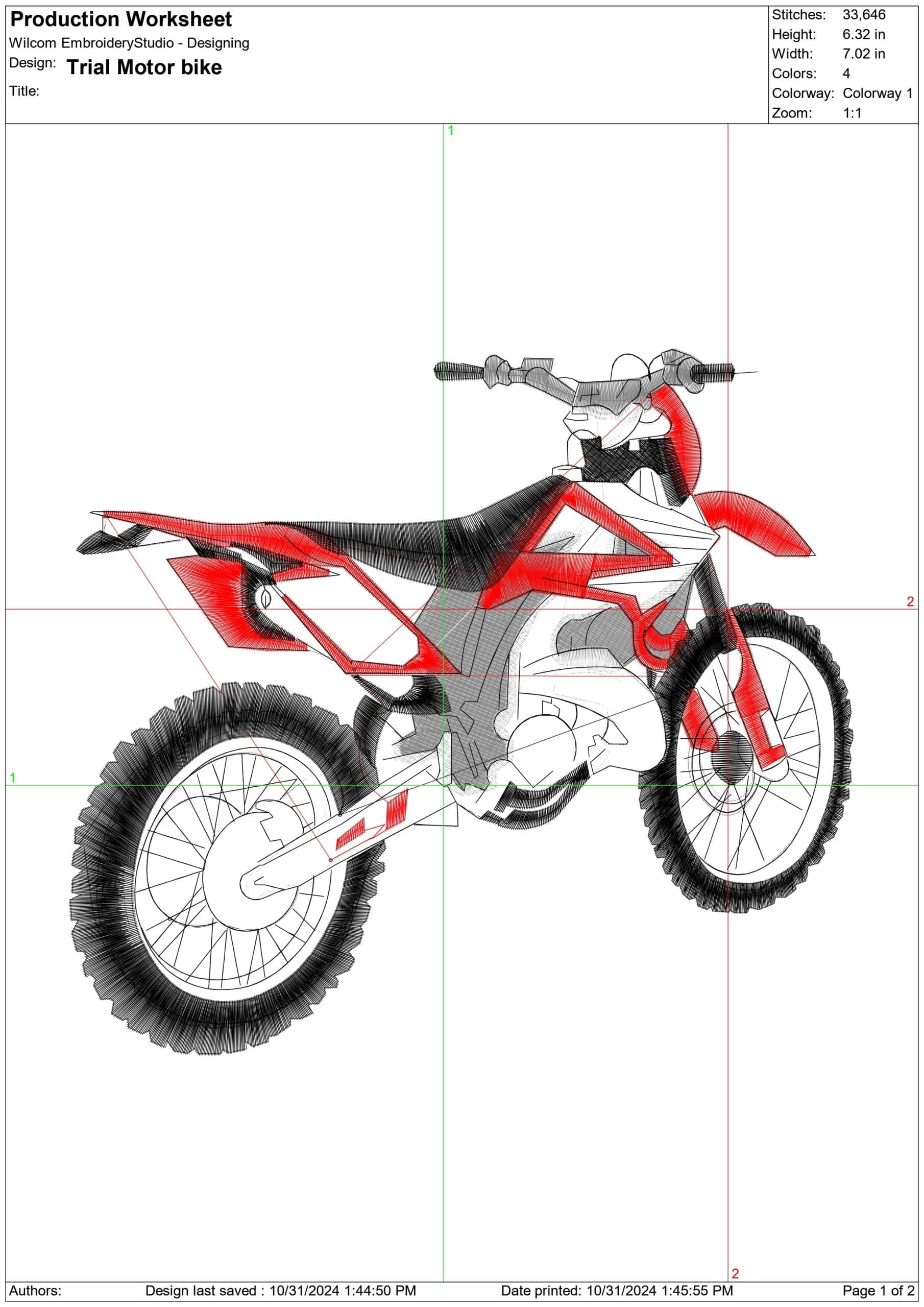 Trials Motocross Motorbike Embroidery design - Motor Bike Company machine pattern embroidery file instant download — view 2