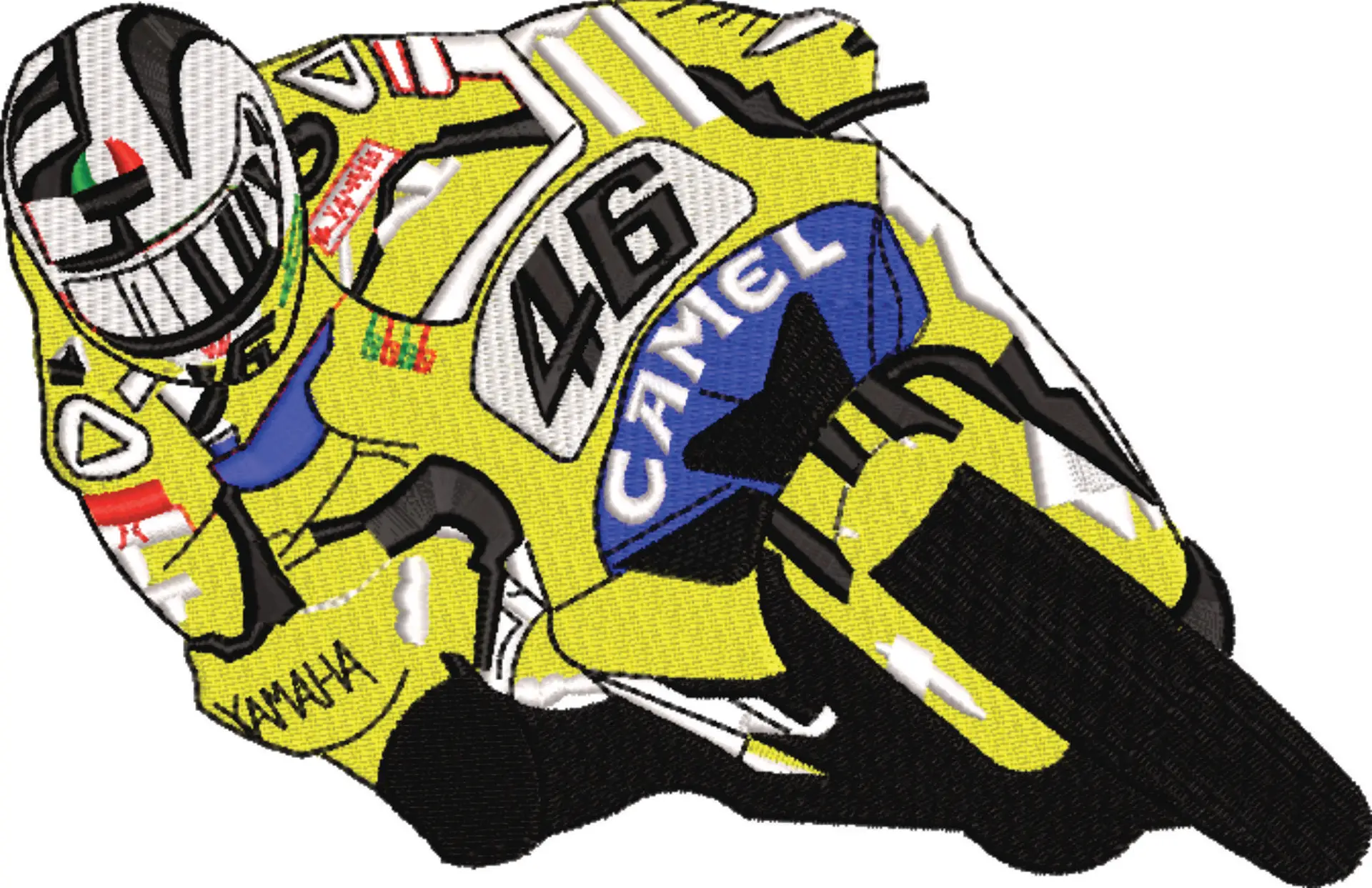Valentino Rossi VR46 Camel Motorbike Embroidery design - Motor Bike Company machine pattern embroidery file instant download — view 4