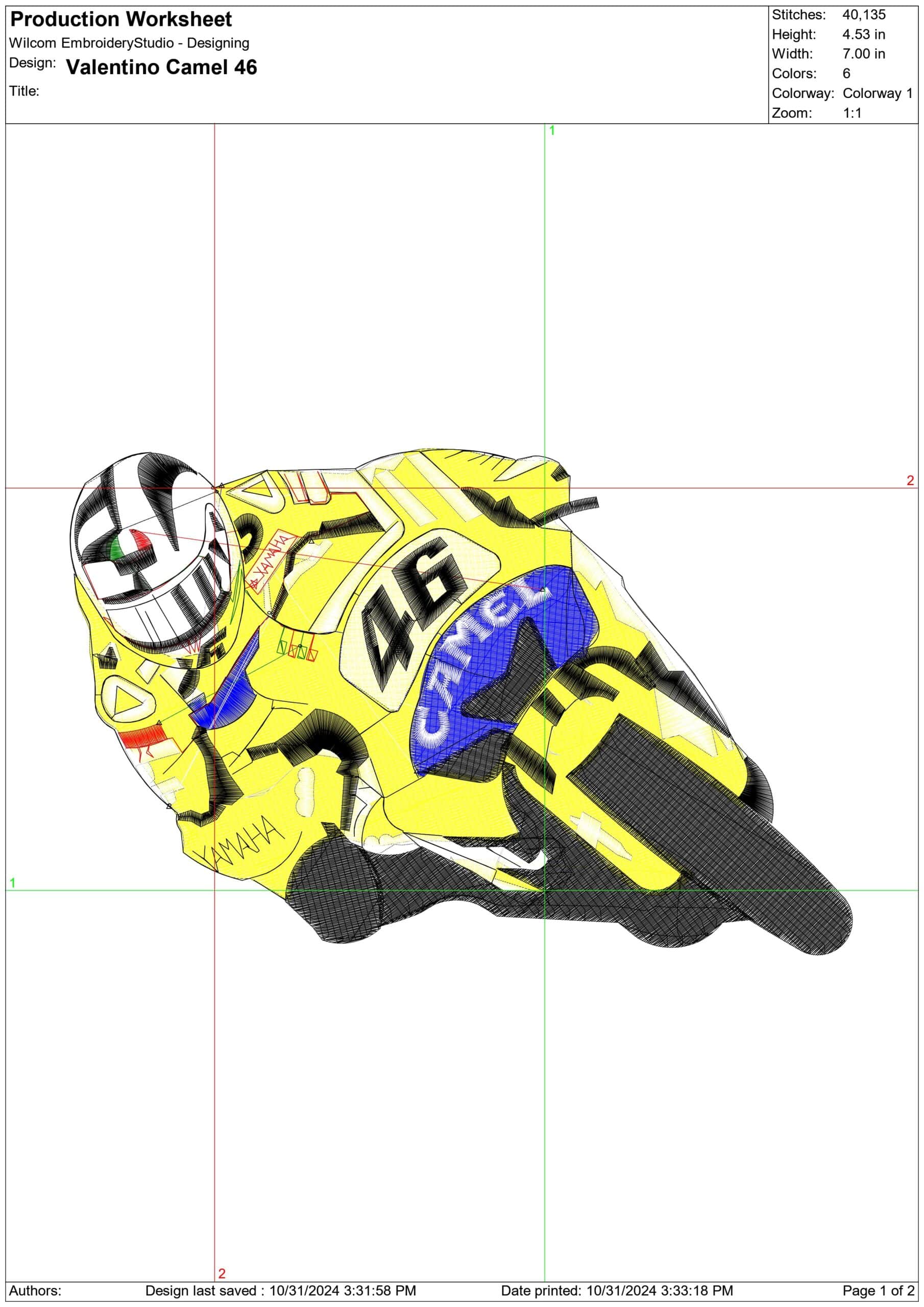 Valentino Rossi VR46 Camel Motorbike Embroidery design - Motor Bike Company machine pattern embroidery file instant download — view 2