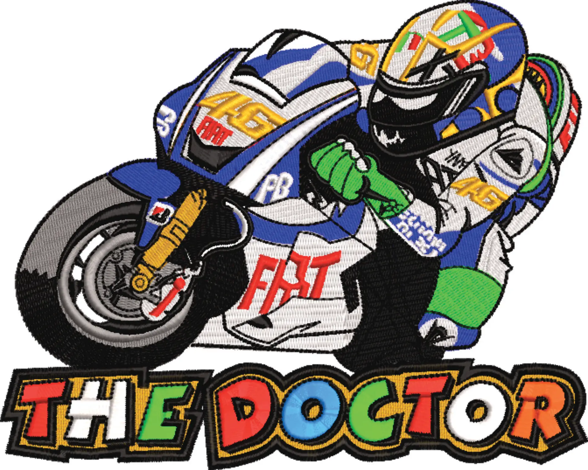 Valentino Rossi The Doctor VR46 Camel Motorbike Embroidery design - Motor Bike Company machine pattern embroidery file instant download — view 4