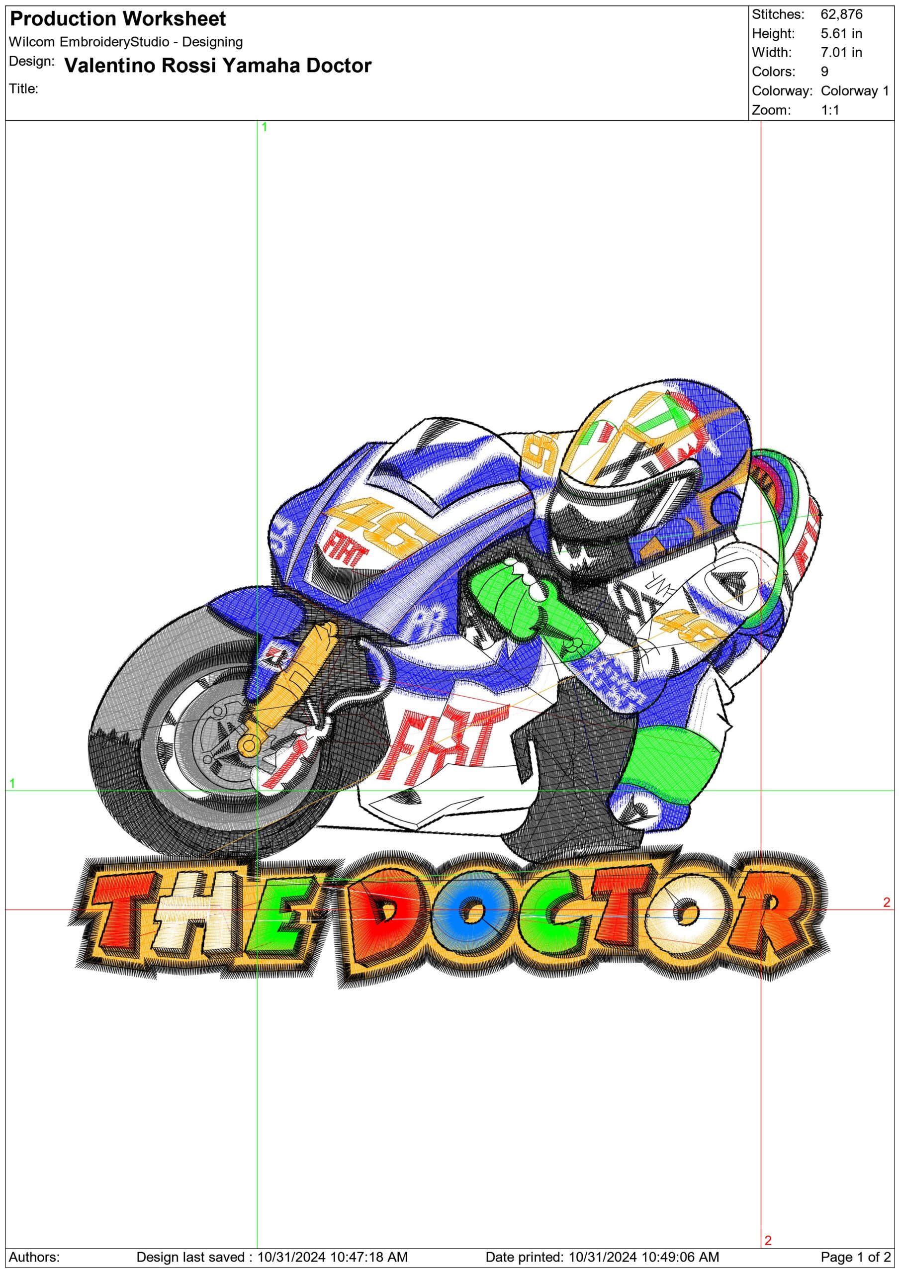Valentino Rossi The Doctor VR46 Camel Motorbike Embroidery design - Motor Bike Company machine pattern embroidery file instant download — view 2