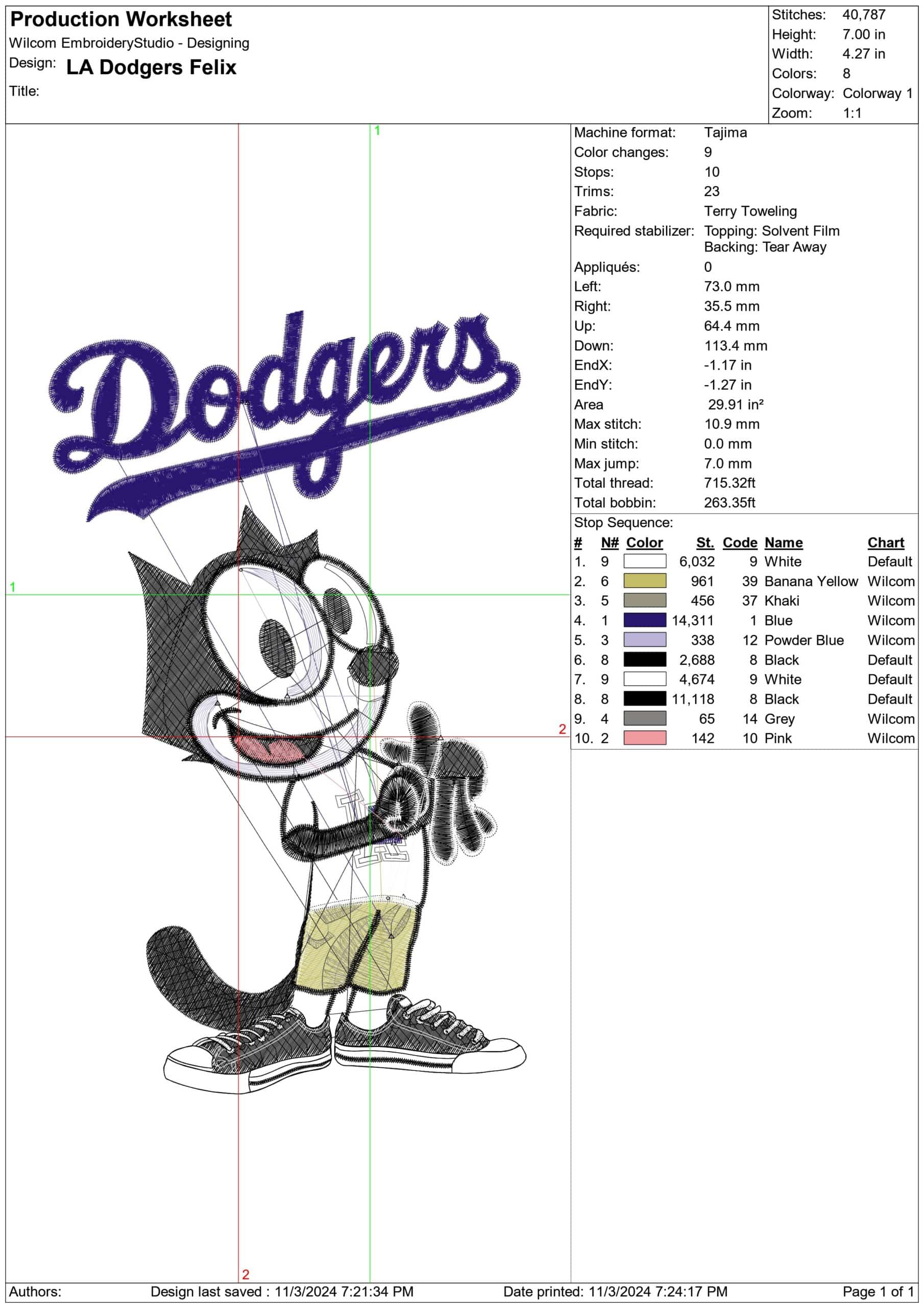 LA Dodgers Felix - Major league Baseball logo 2024 World Series - MLB embroidery machine pattern embroidery file - instant download — view 2