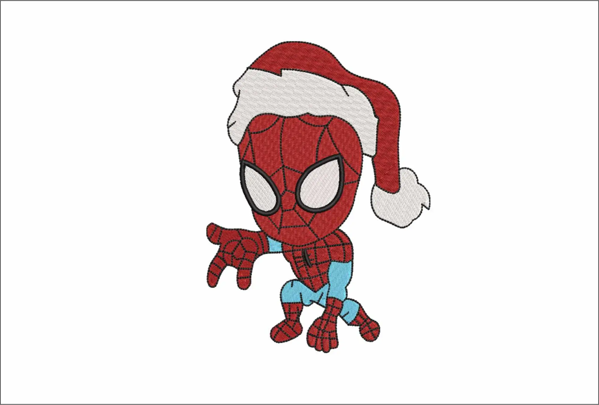 Spiderman in Xmas Hat - Xmas embroidery Design file - instant download in a frame