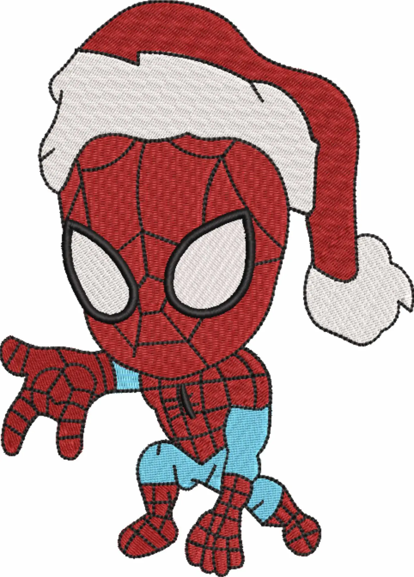 Spiderman in Xmas Hat - Xmas embroidery Design file - instant download in a frame — view 3