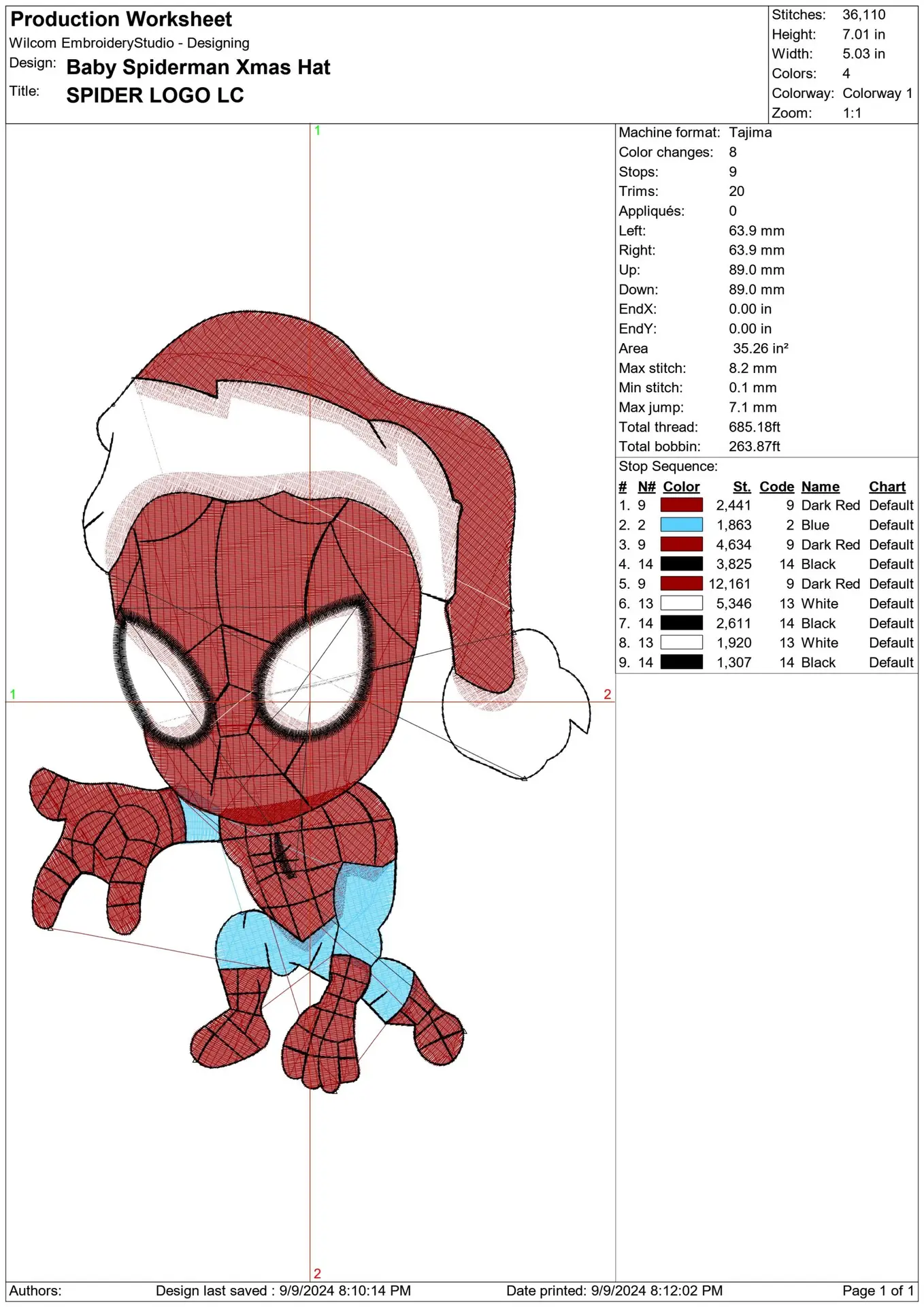 Spiderman in Xmas Hat - Xmas embroidery Design file - instant download in a frame — view 2