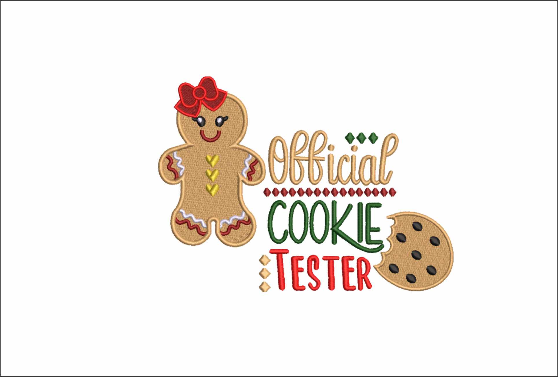 Gingerbread Girl Cookie Tester - Xmas embroidery design file - instant download in a frame