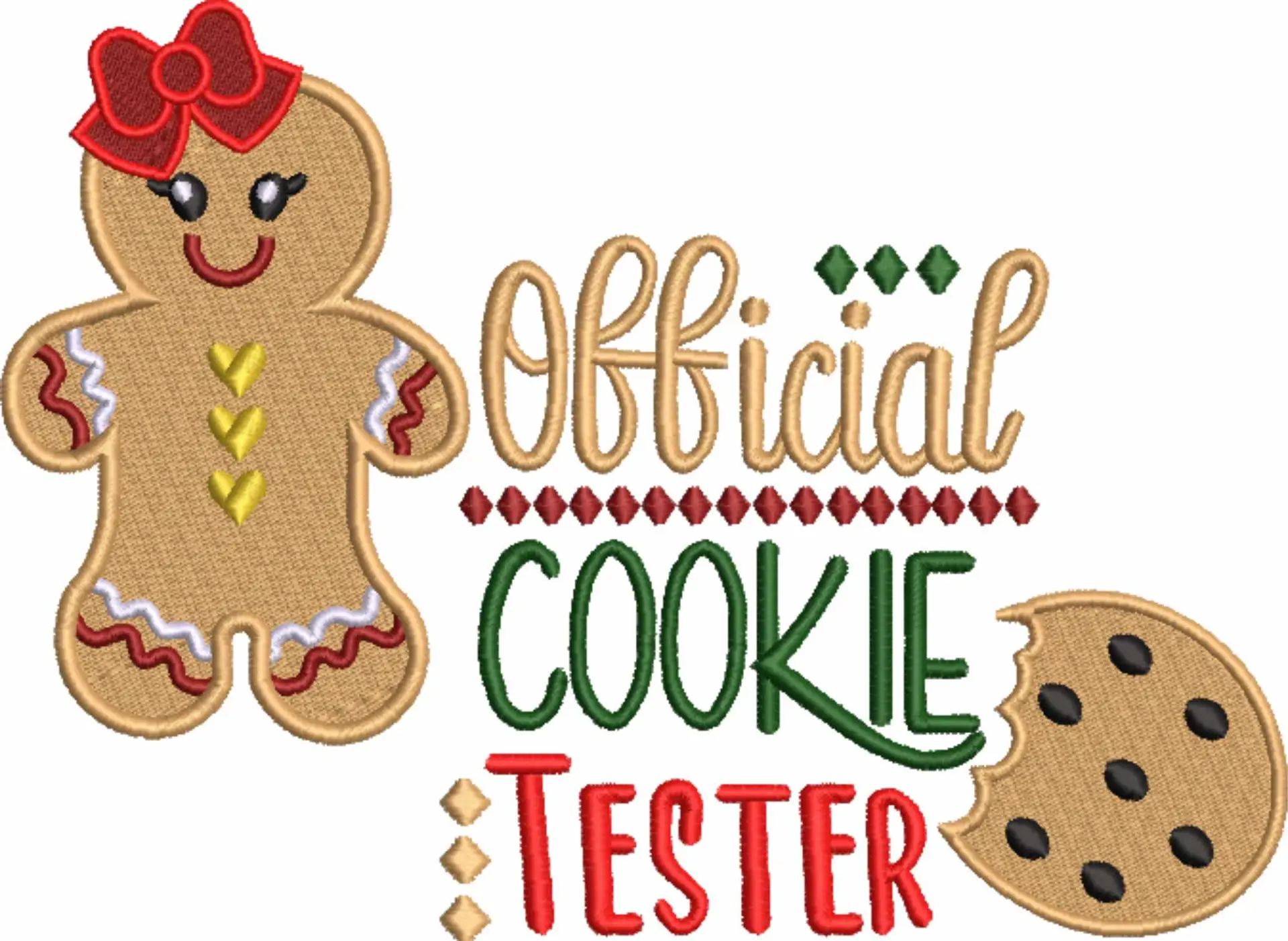 Gingerbread Girl Cookie Tester - Xmas embroidery design file - instant download in a frame — view 4