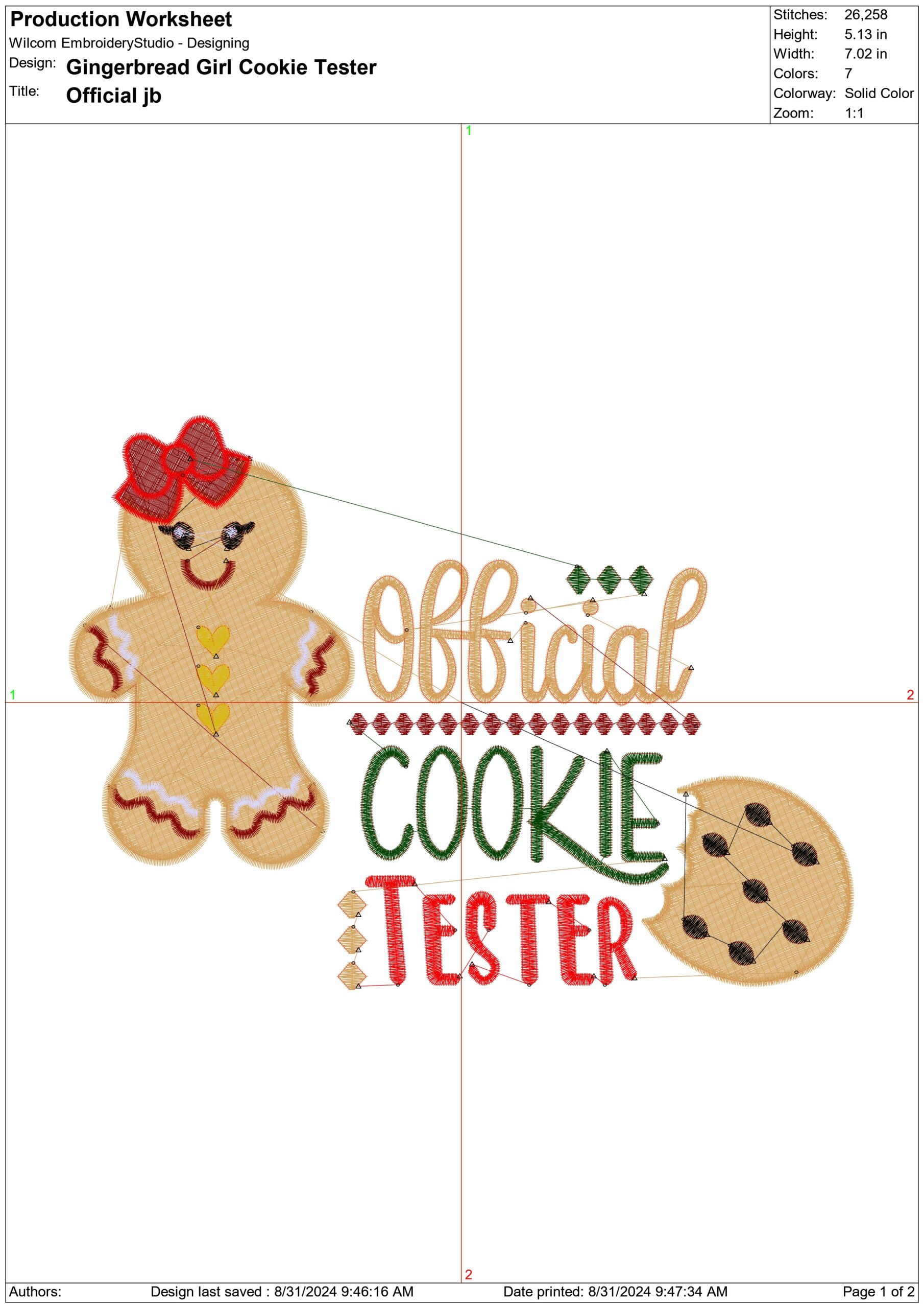 Gingerbread Girl Cookie Tester - Xmas embroidery design file - instant download in a frame — view 2