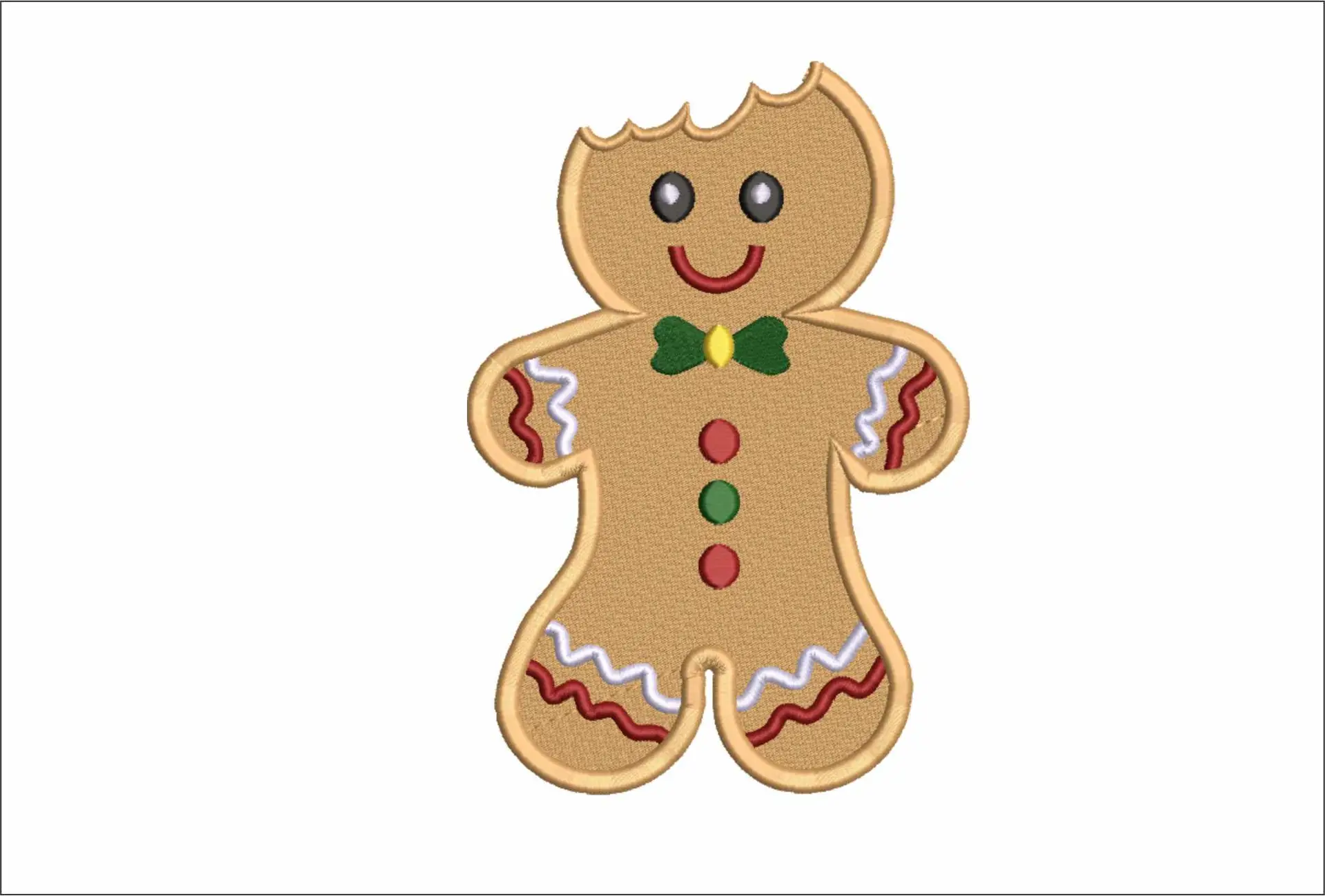 Gingerbread man Eaten - Xmas embroidery design file - instant download in a frame