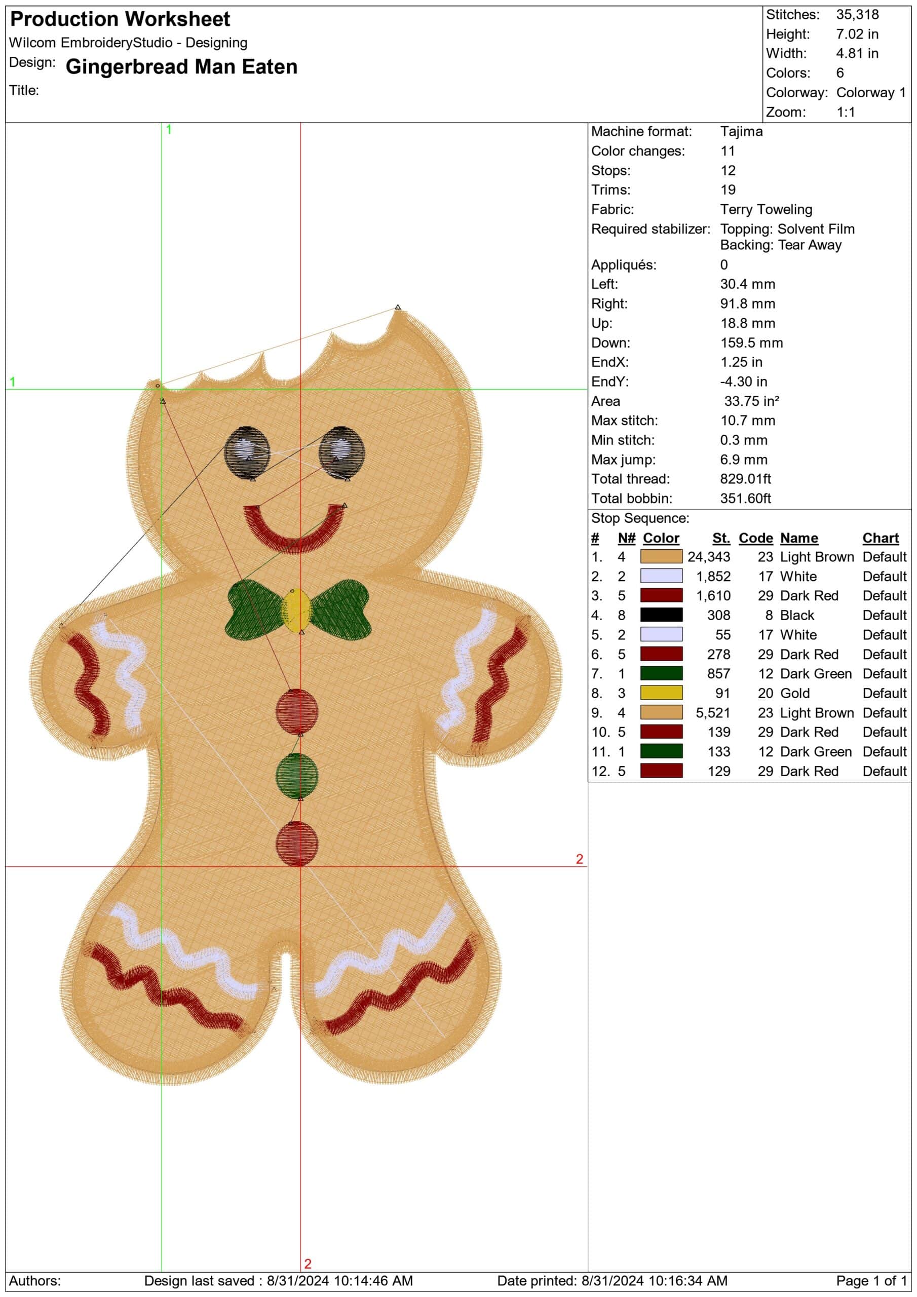 Gingerbread man Eaten - Xmas embroidery design file - instant download in a frame — view 2