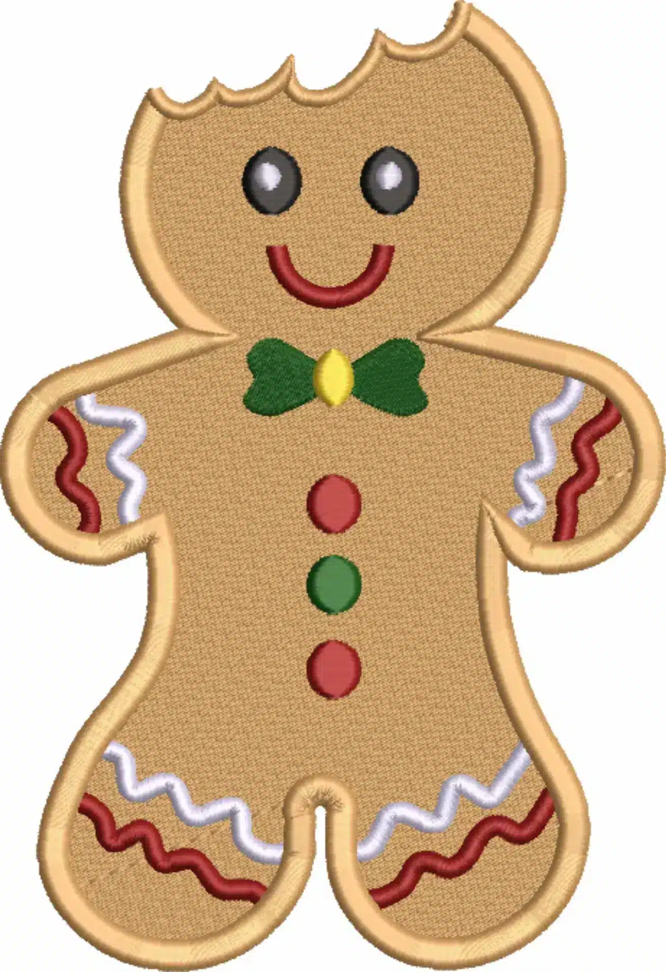 Gingerbread man Eaten - Xmas embroidery design file - instant download in a frame — view 3