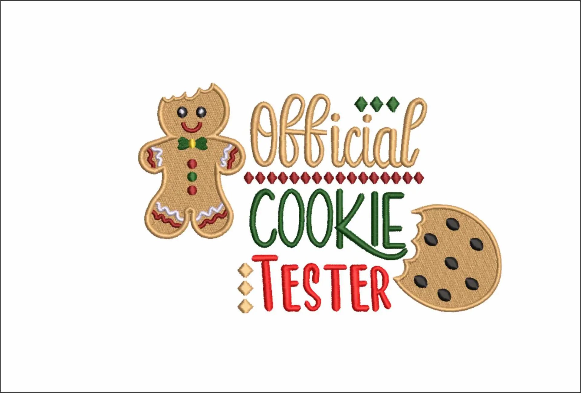 Gingerbread man Eaten Cookie Tester - Xmas embroidery design file - instant download in a frame