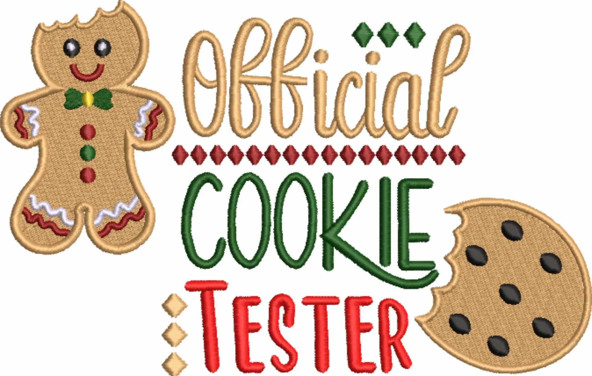 Gingerbread man Eaten Cookie Tester - Xmas embroidery design file - instant download in a frame — view 4