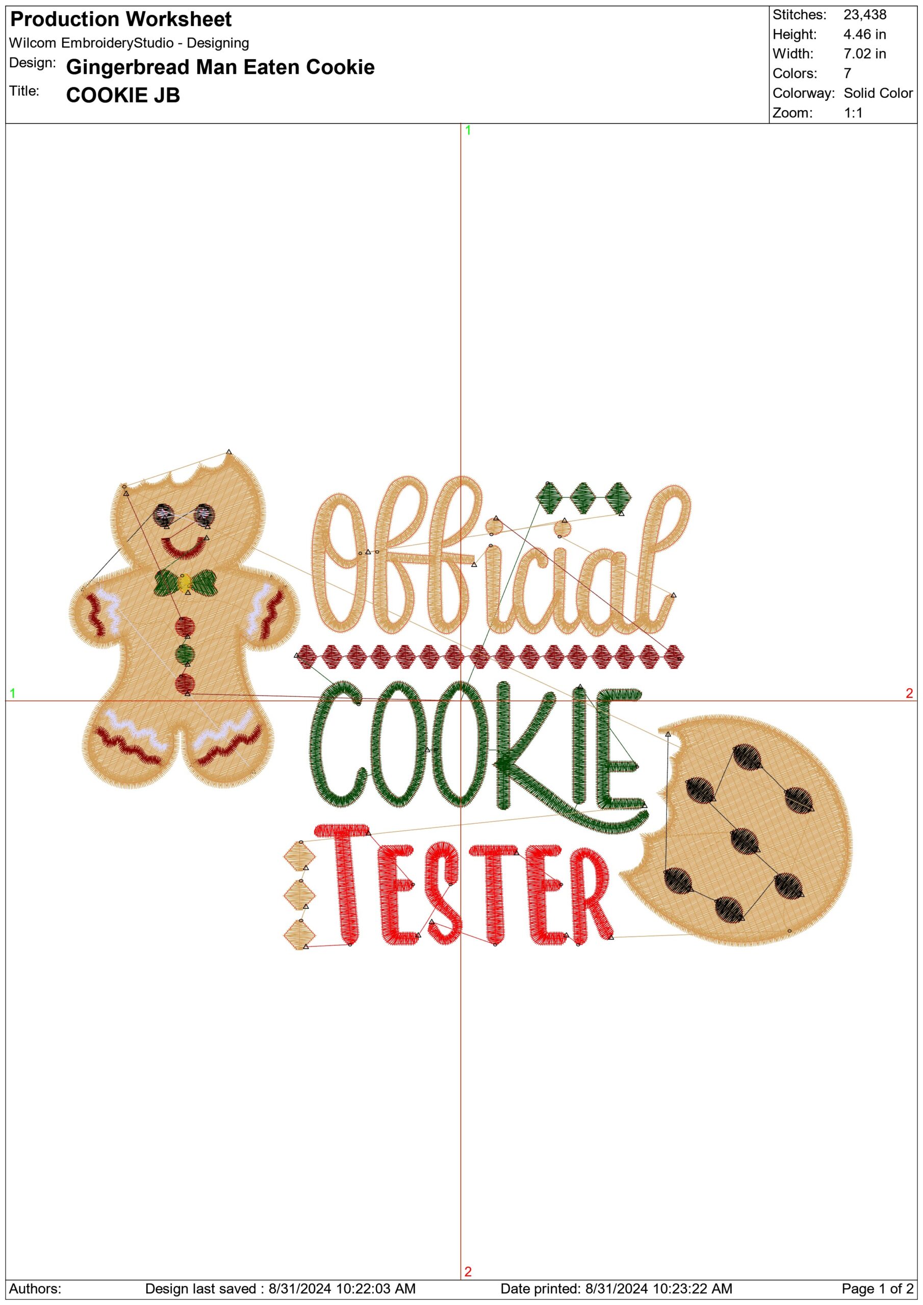 Gingerbread man Eaten Cookie Tester - Xmas embroidery design file - instant download in a frame — view 2